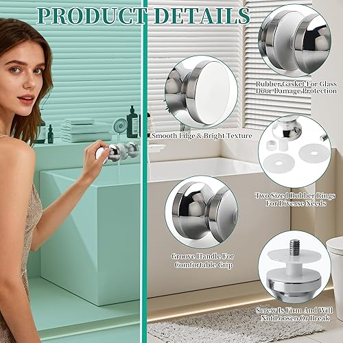 Miniatura 4 de Alise Manija de puerta de cristal para ducha, perilla de puertas corredizas de ducha, piezas de repuesto de hardware de doble cara para puertas de