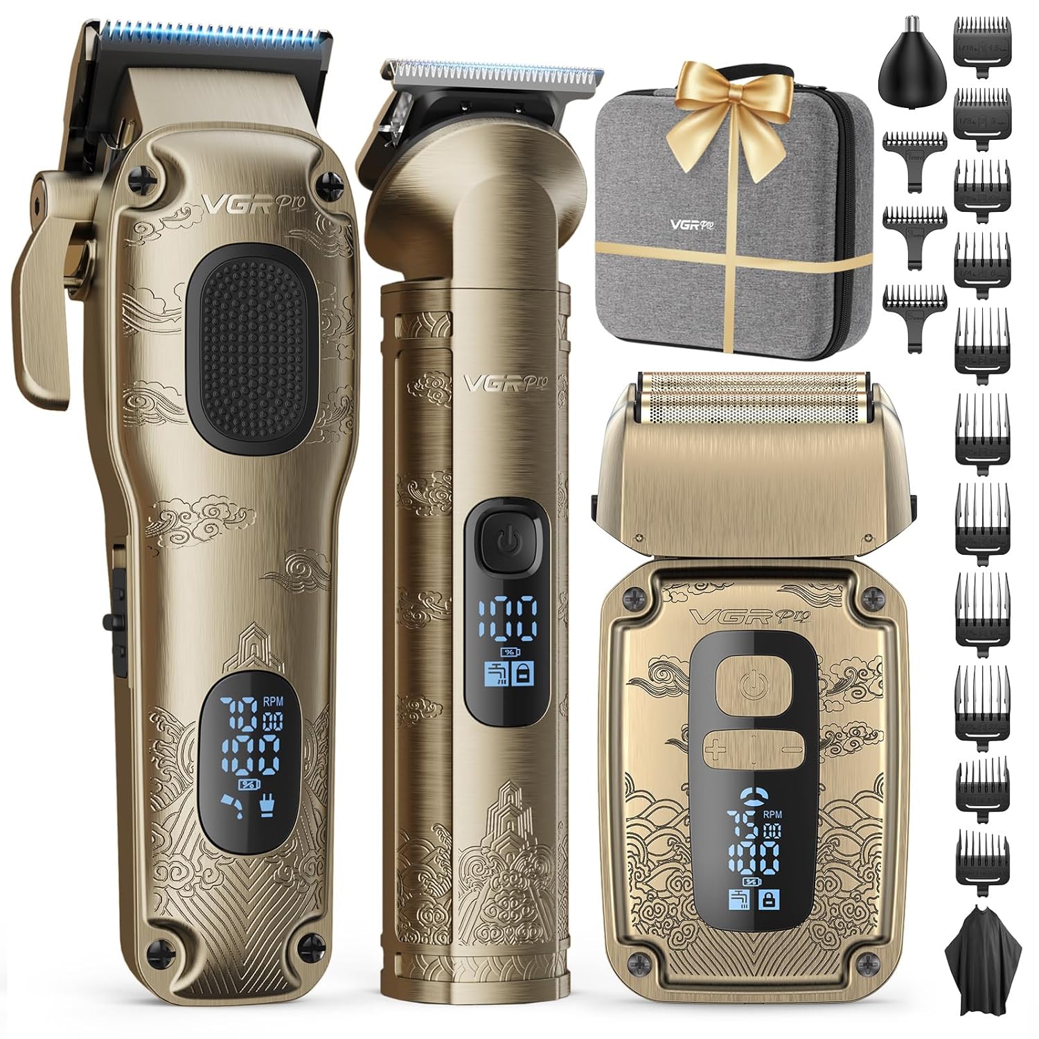 Hair Clippers Trimmers Set for Men Professional Waterproof Electric Razor Foil Shaver for Men Face Beard Cordless for
