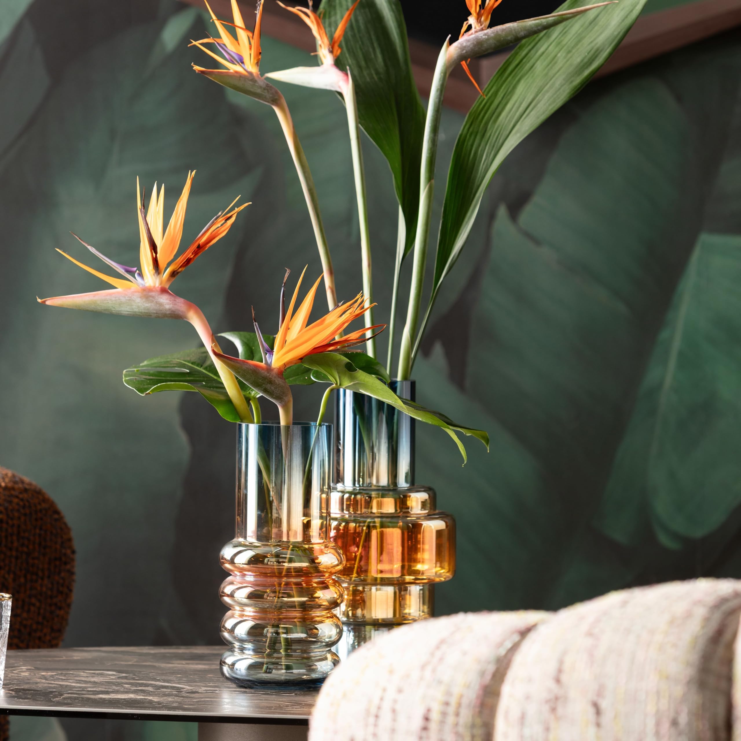 Kare Design Vase Phenom Multi, orange, Blumenvase, Dekorationsvase, Gefäß für Blumen, Tischvase, 30cm