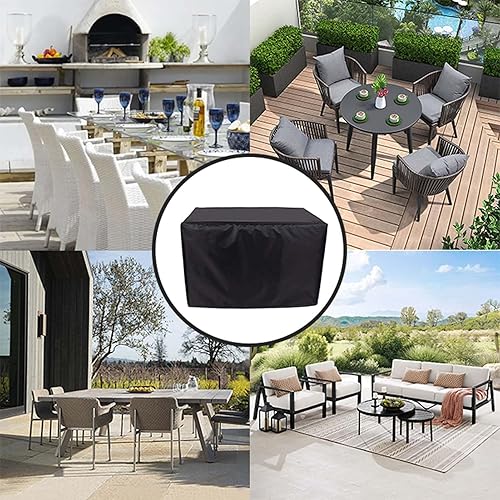 Miniatura 4 de Fundas negras para muebles de patio, 28 x 28 x 28 pulgadas, cubierta para muebles de exterior, impermeable, a prueba de polvo, rectangular, 420D