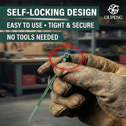 Miniatura 4 de 200 bridas de nailon de 8 pulgadas, color verde, multiuso, autobloqueo, bridas de plástico ultra fuertes con resistencia a la tracción de 40 libras,