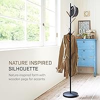 Vista 6 de Yamazaki Inicio Perchero independiente con ganchos de madera, ahorro de espacio de acero talla única negro