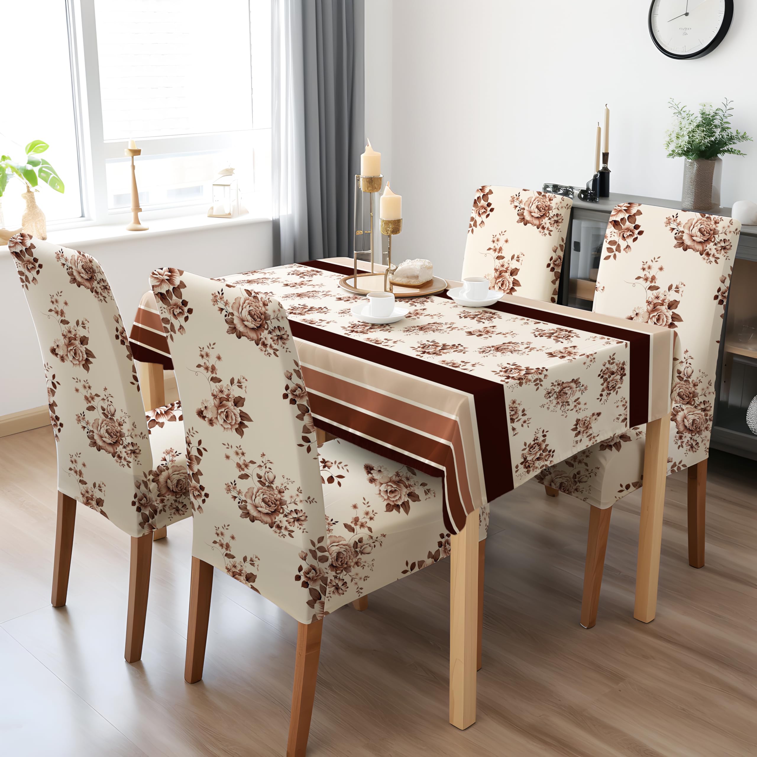 BRIDA® Polyester Spandex Stretchable Floral Geometric Printed Dining Chair Covers Elastic Chair ...