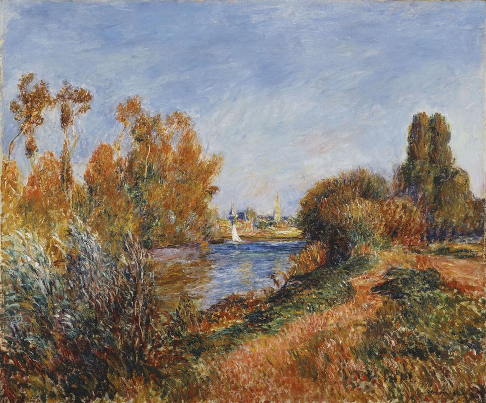 Artxlxxbn No Frame Famous Print Painting Colorful Art Print The Seine At Argenteuil La Seine A Argenteuil By Pierre Auguste Renoir Canvas Art Decorations For Home Decor 60X90cm