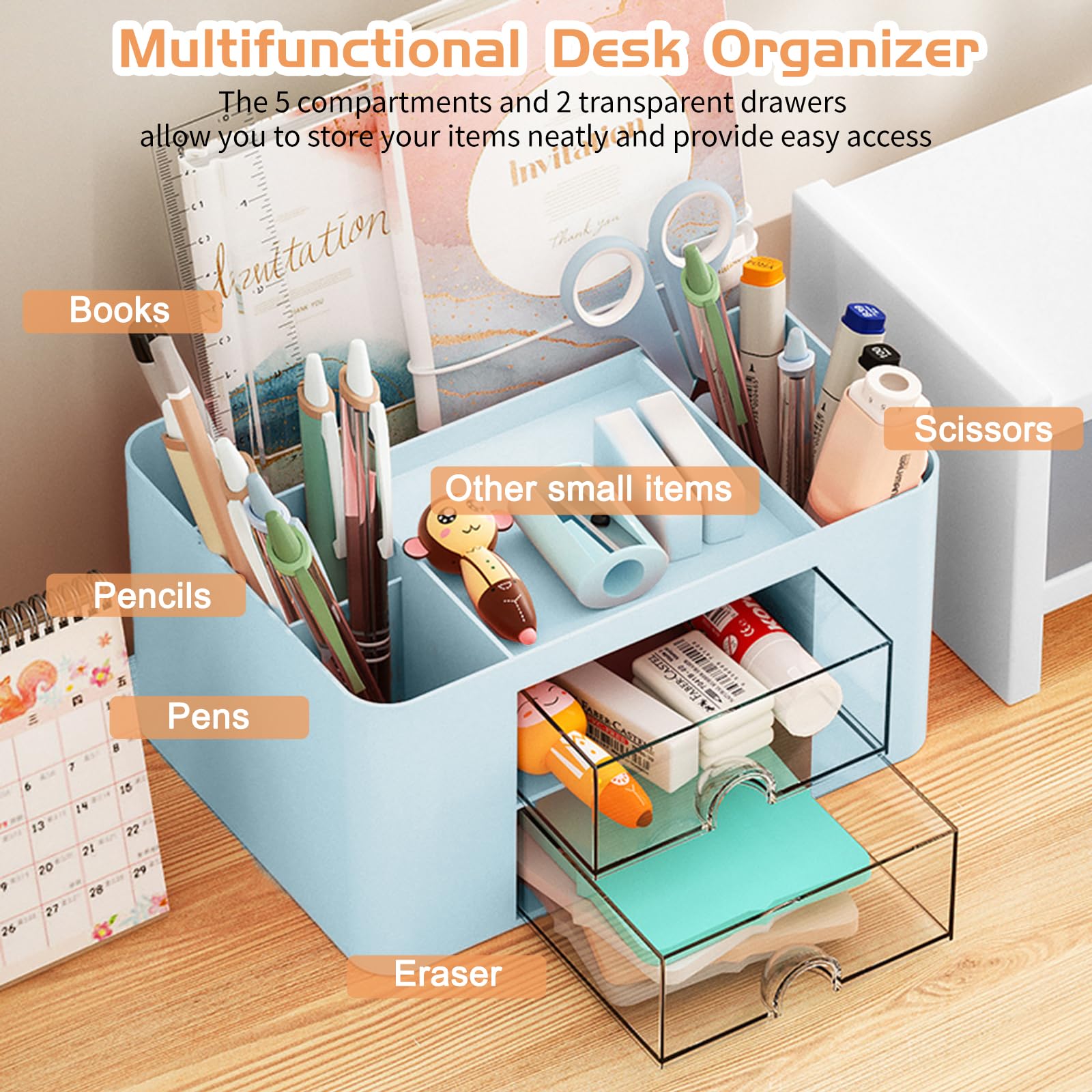 Cayxenful Desk Organiser 2 Drawers - Image 2
