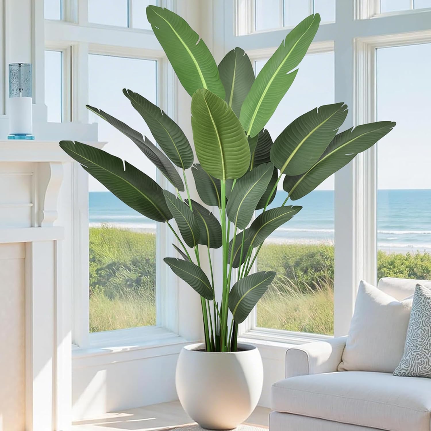 Artificial Bird of Paradise Tree 7FT with 19 Leaves Realistic Thick Banana Leaf Tall Large Faux Tropical Plant 82 Inch Black Pot for Indoor Home Office Poolside Porch Mall Hotel School Decor - Image 8
