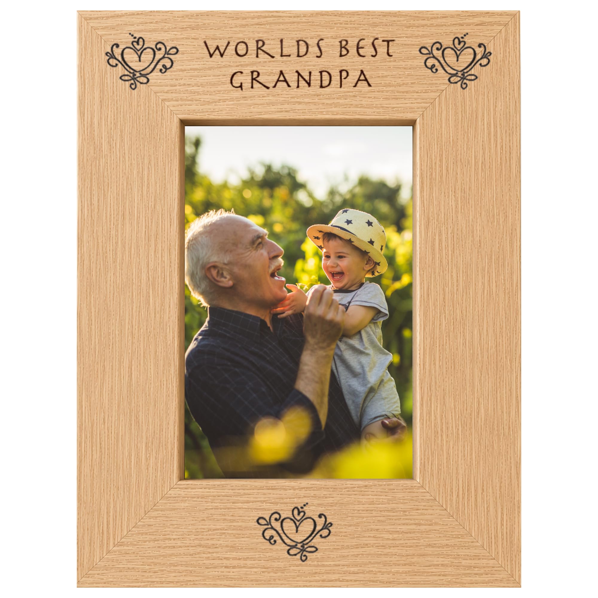 Worlds Best Grandpa 6x4 Oak Effect Photo Picture Frame Keepsake Gift
