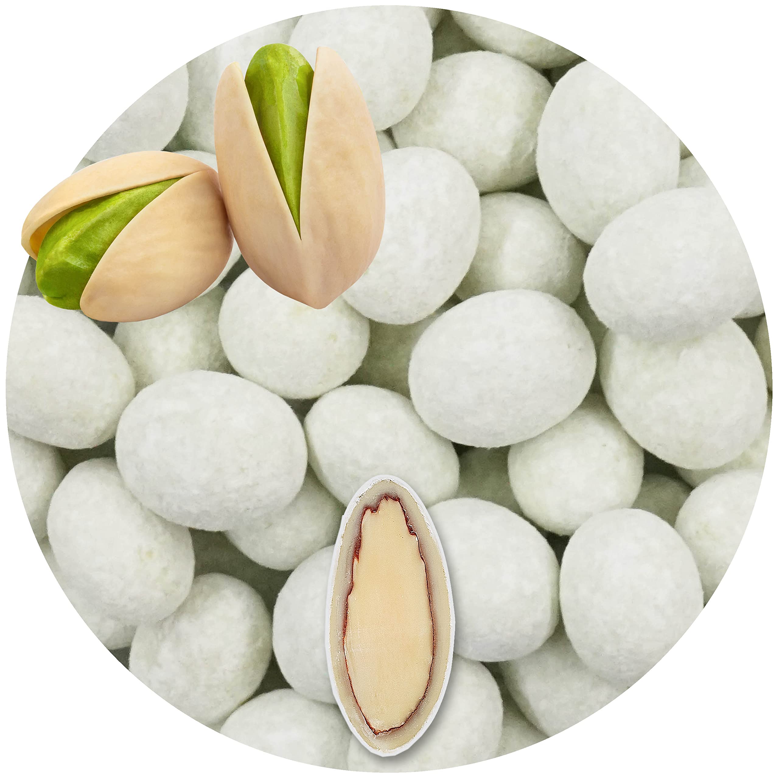 EinsSein Chocolate Almonds Tartufini Pistacio light green matt 400g | 60 pieces Sugar Candy Coated Jordan Almond | Dragees for Weddings Baptism & Party Favors (Gift Box Fillers) | Wedding Favours