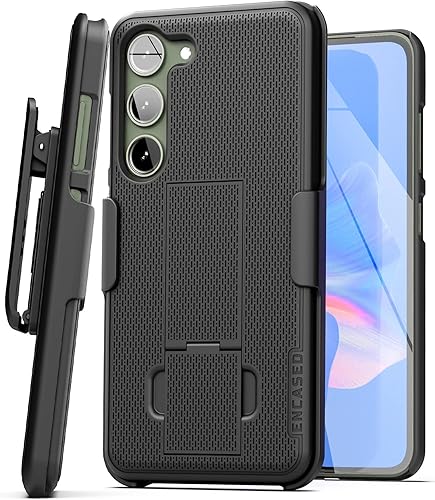Miniatura 1 de Encased DuraClip - Funda con clip para cinturón diseñada para Samsung Galaxy S23 Plus con funda para teléfono y soporte (negro mate)