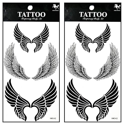 Tatuajes 2 hojas de fantasía ángel águila pájaro alas temporales tatuajes adhesivos falsos cuerpo brazo pecho hombro tatuajes para adolescentes,