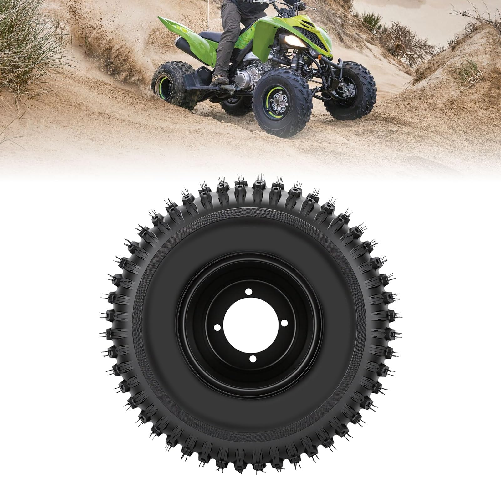 KIMISS Neumático para Cortacésped 18x9.50-8, Neumático sin Cámara Resistente con Llanta de Metal de Goma, Rueda de 8 Pulgadas con 4 Orificios, Ajuste Trasero Delantero para Tractor de