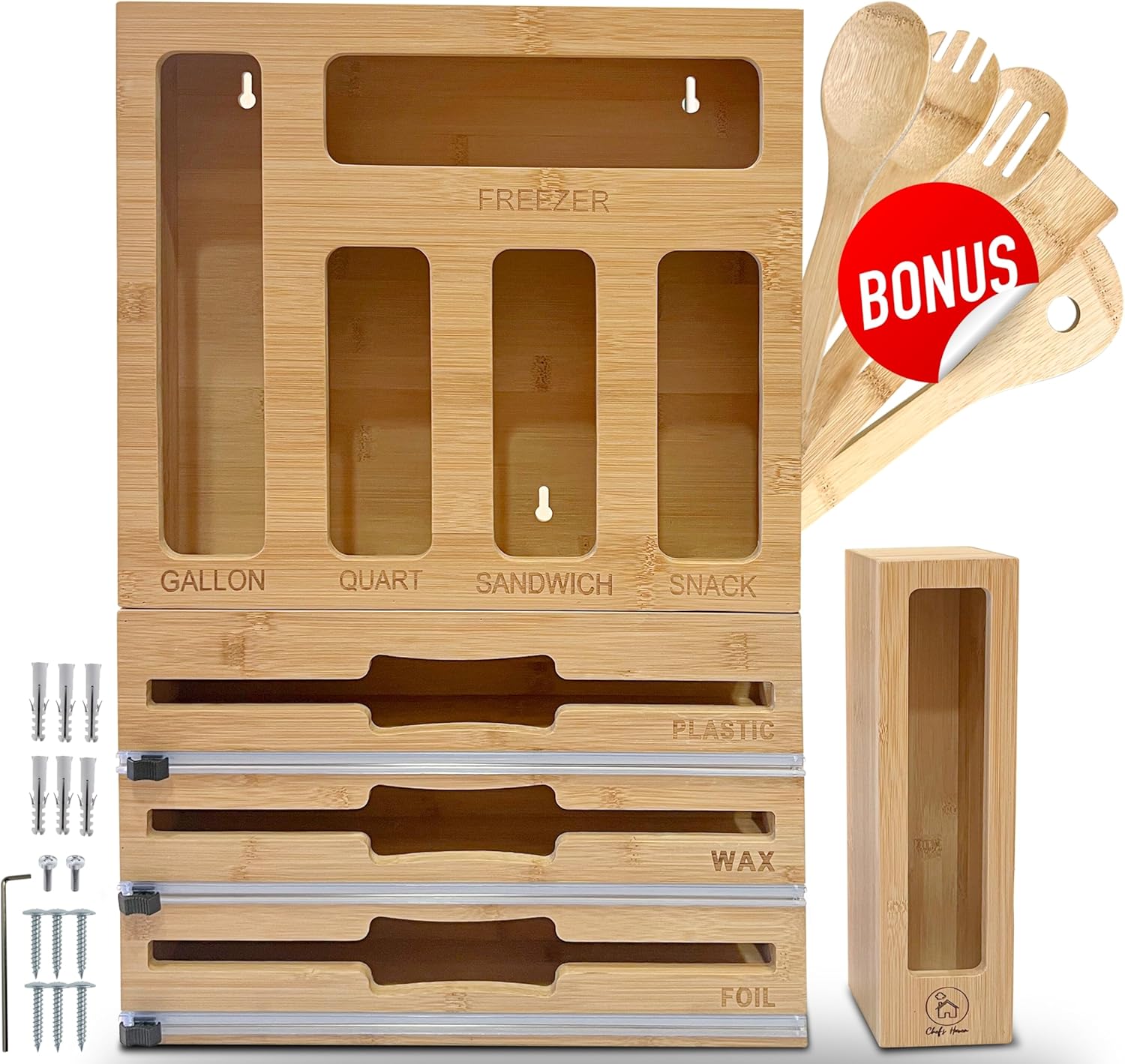 Chef's Haven 9 IN 1 Ziplock Bag Organizer, Foil and Plastic