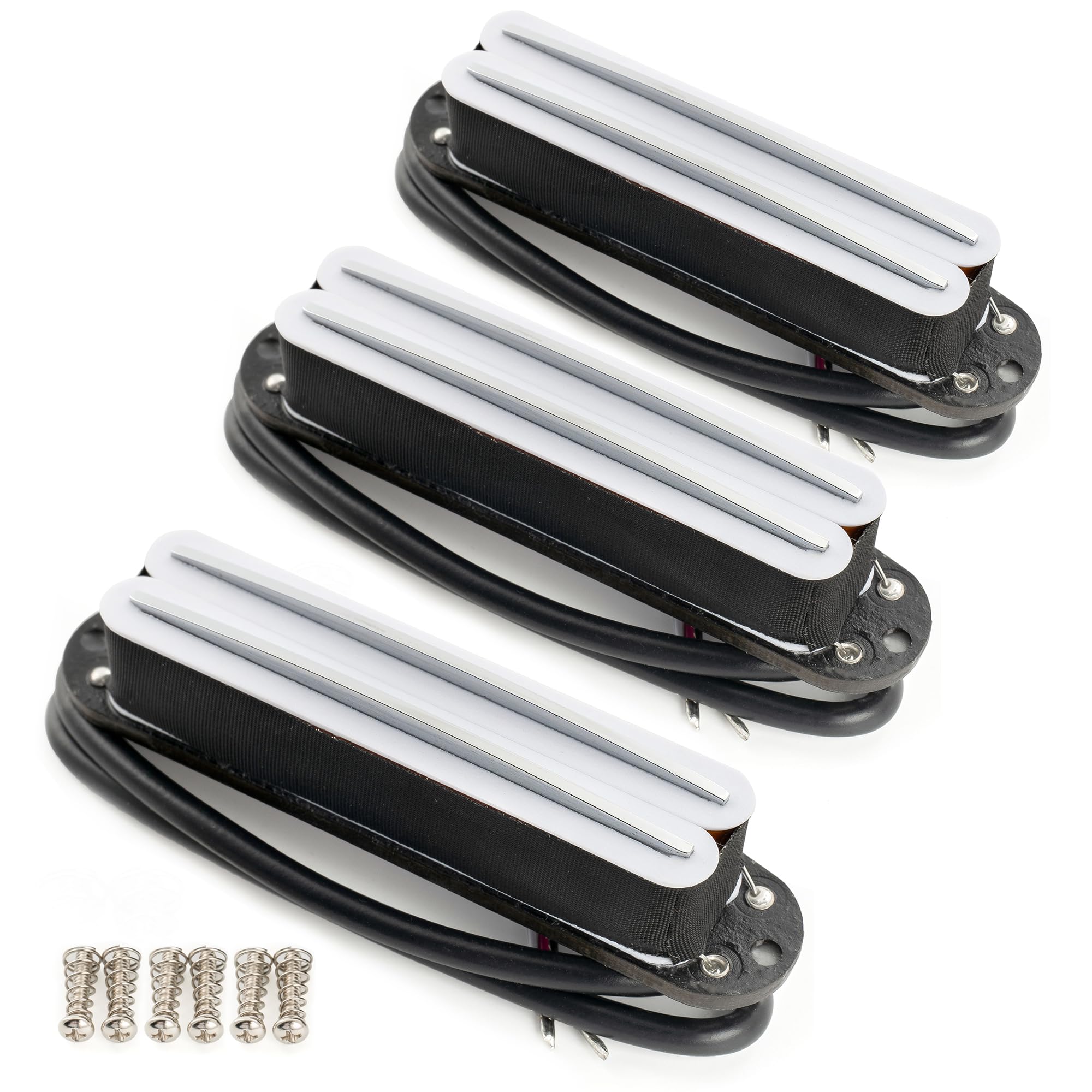 Musiclily Pro ST-DPHA Alnico 5 Humbucker Formato Single Coil Set Bianco 3pz | Rail Blade,Super Distortion, per Chitarra Elettrica tipo Strat,