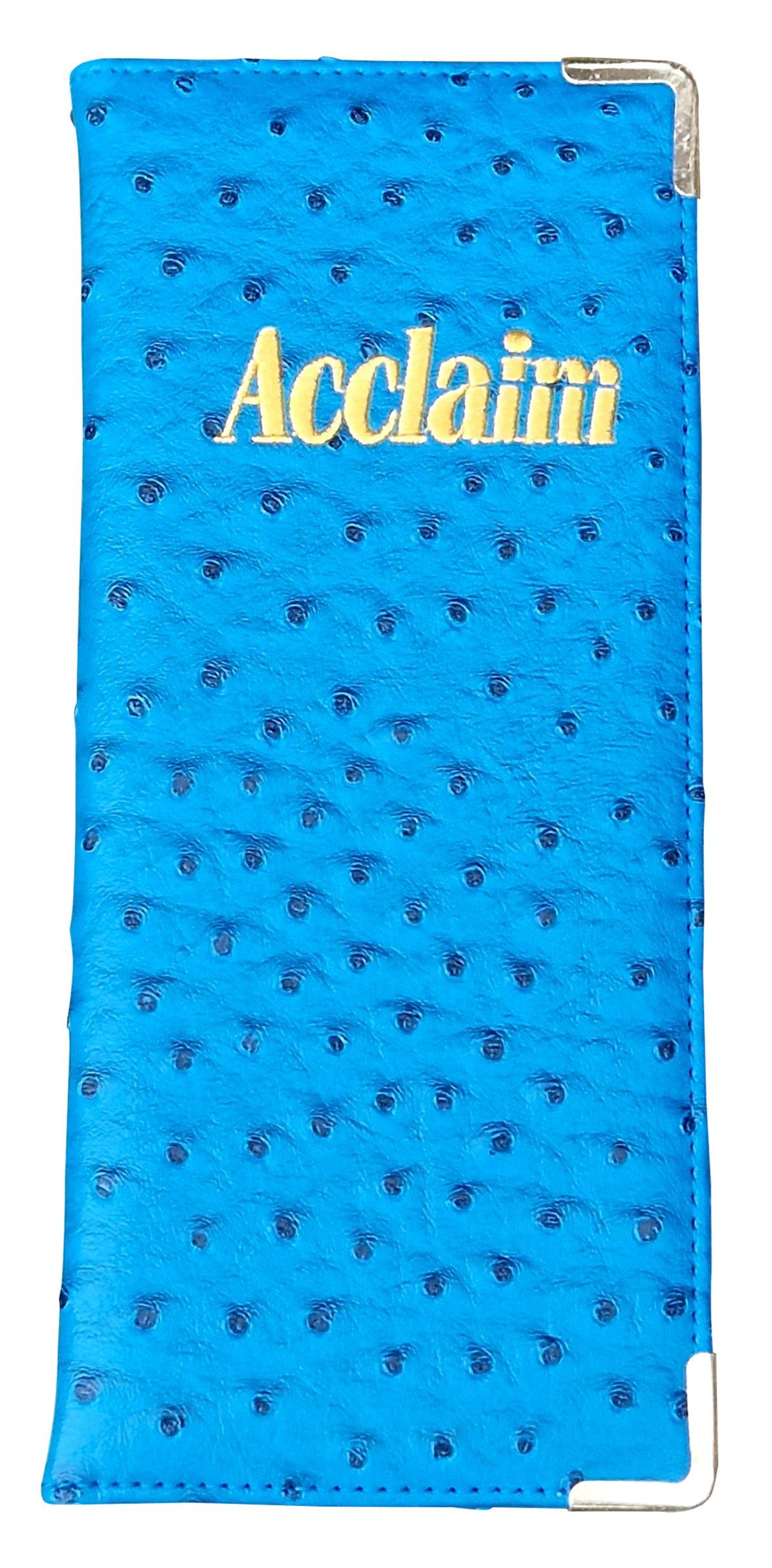 Acclaim Rigid Lawn Bowls Bowling Scorecard Holder Lightly Padded Synthetic Leather Look Textured Finish 23 cm x 10 cm with Spring Clip & Pen Loop (Teal)