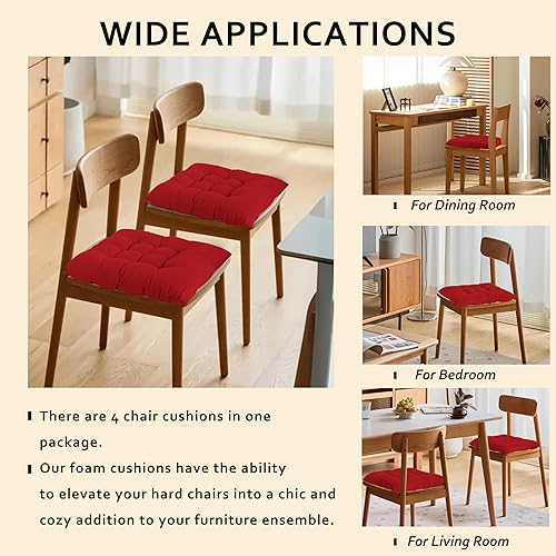 Miniatura 17 de ELFJOY Cojín para silla mecedora, cojines para silla de cocina con cojín de respaldo de asiento, almohadillas suaves y cómodas con lazos, 17 x 17