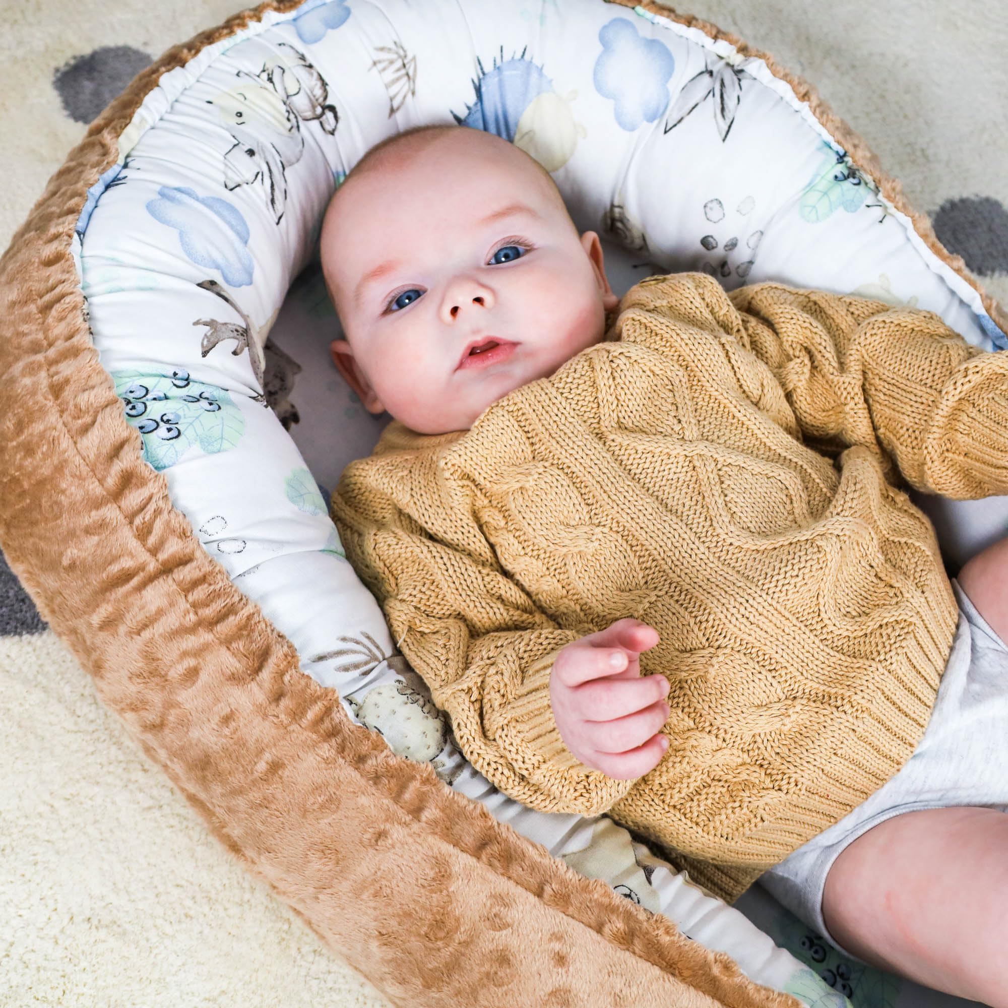 Riduttore lettino neonato - 90x50 cm nido culla pod cocoonababy babynest antisoffoco per bambina e bambino baby nest per neonati Tonalità kaki riccio B