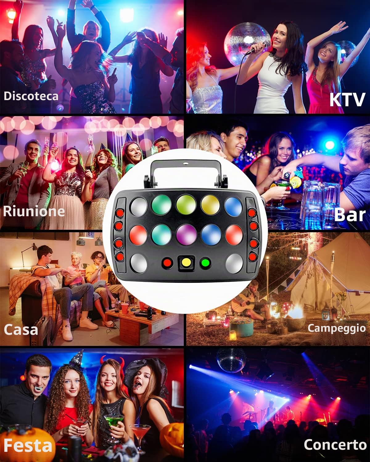 Eagou Diary luci discoteca professionale, 4 in 1 luci dj, 50W RGBW LED luce discoteca con modalità di lavoro multiple, Luci festa con Dimming Ultra-Smooth per per la parte Disco DJ Home Barra