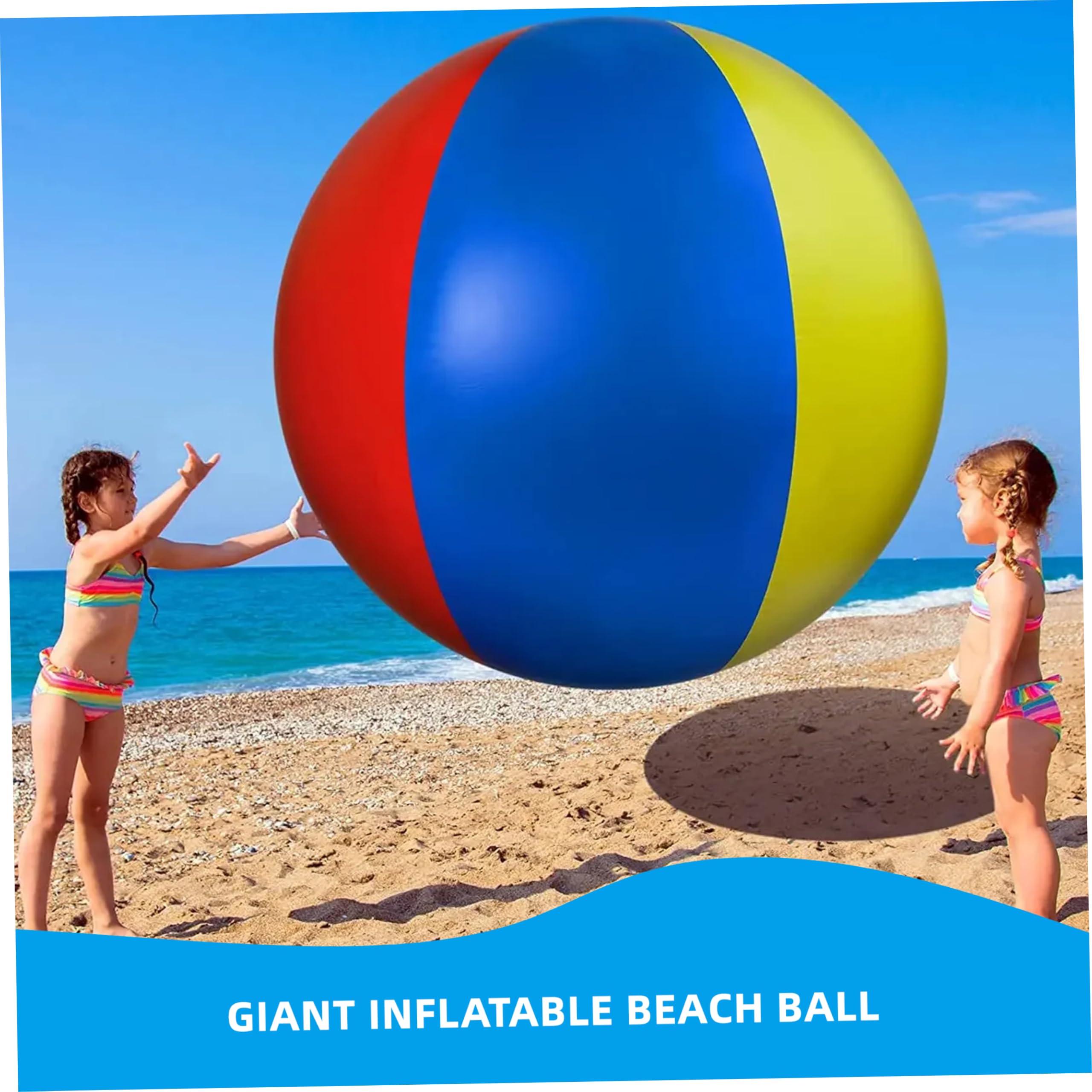 Ballon Gonflable géant pour Enfants Ballon de Plage Gonflable géant Balles de Jeu en PVC écologiques pour Enfants Rouge/Jaune/Bleu 59 Pouces.