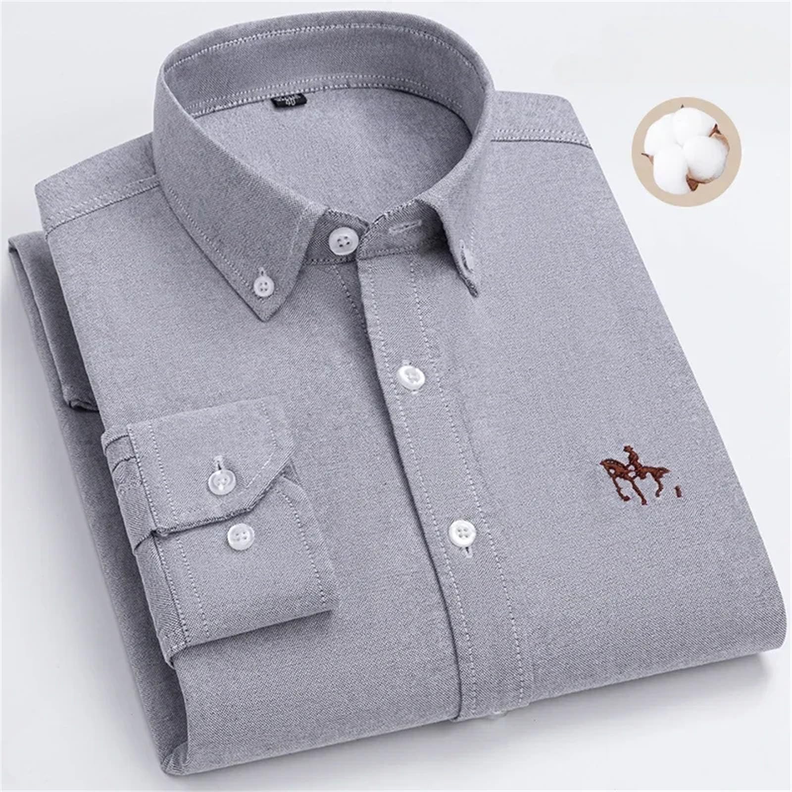 Camisas de manga larga para hombre, de algodón puro, Oxford, ajustadas, formal, lisas, ropa de oficina