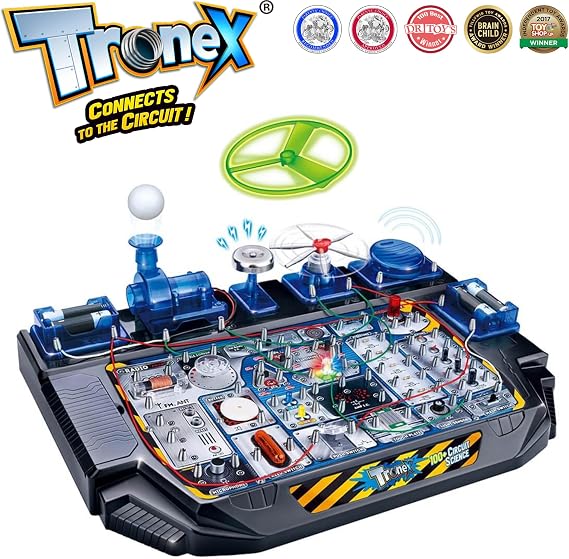 Amazing Toys Tronex STEM Electronics Circuit Science Kit for Kids 8+ | 100+ circuit projects, Flying fan and AM/FM radio, LED light, Storage case, Requires 4 AA batteries