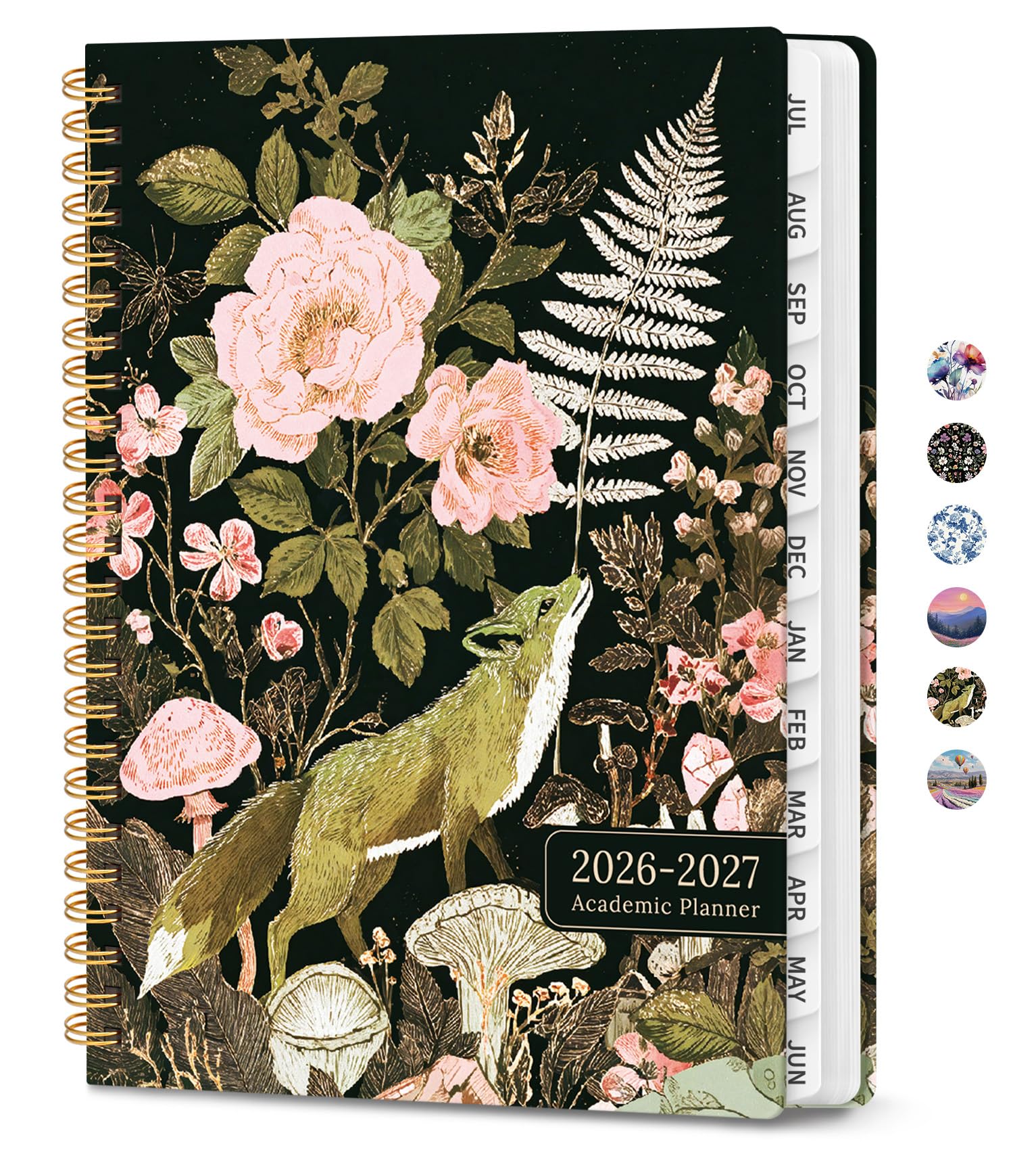 Academic Planner 2026–2027, Monthly and Weekly Calendar Planner for Women, July 2026 – June 2027, Pretty Hardcover Planner with Tabs and Pocket for School Office Home Supplies, 6.3" x 8.5" - Wildwood