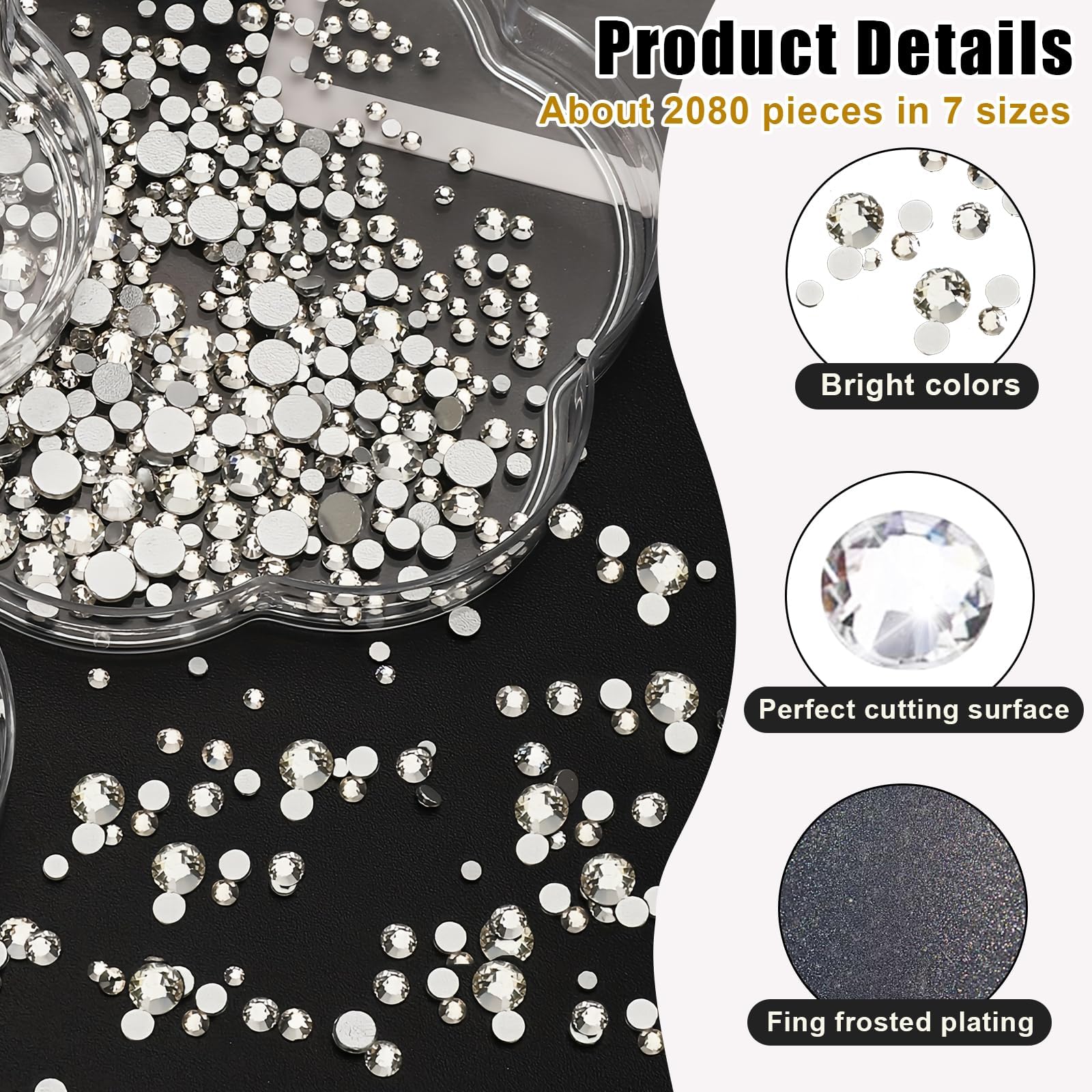 3000 sztuk cyrkonie 7 rodzajów błyskawicy Rhinestone Termoleps Rhinestone Klejenie Rhinestone Szkło Wklej cyrkonie Tekstylia do Ubrania i Obuwie Prezenty DIY (srebrny)