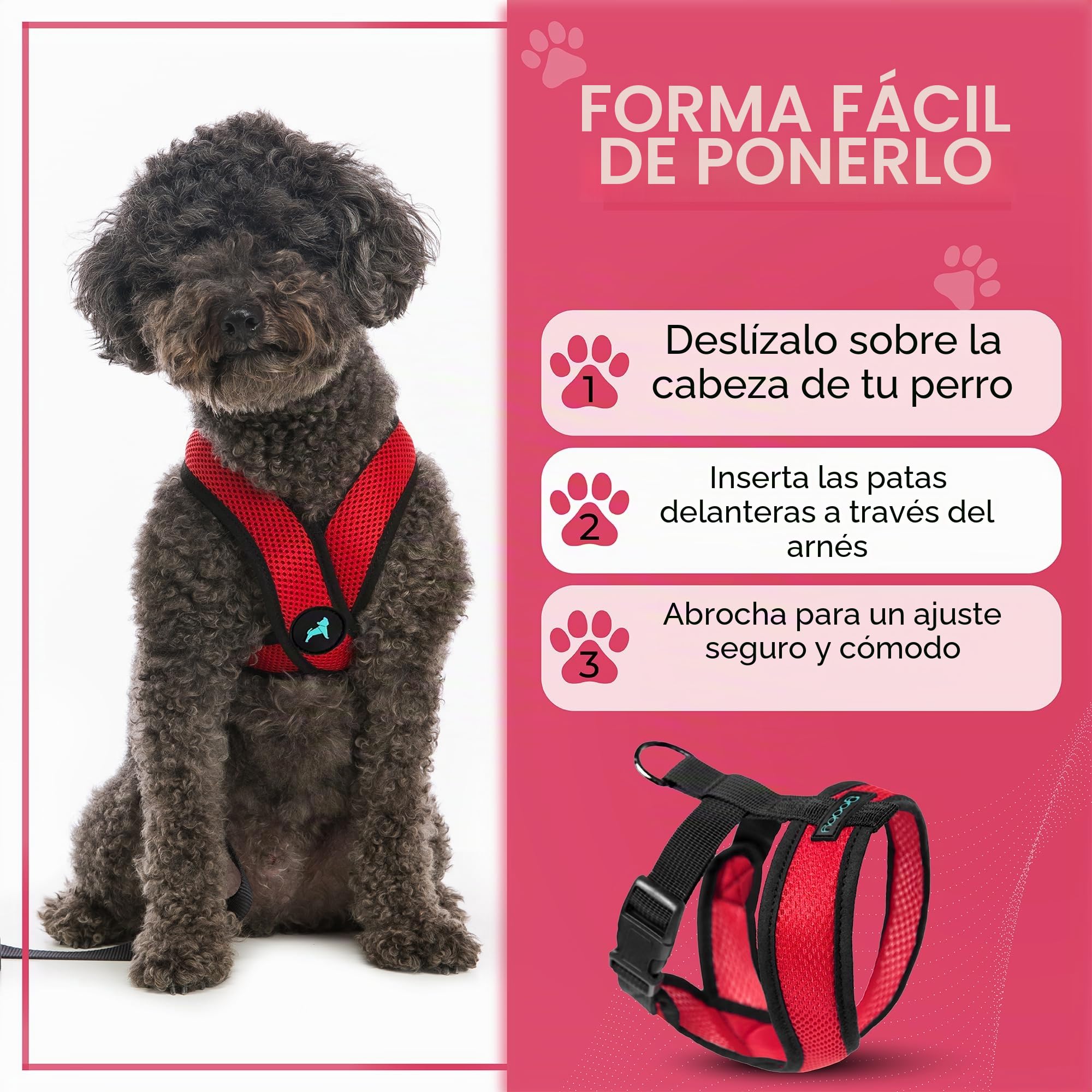 Gooby Choke Libre Comodidad X Suave arnés del Perro, Mediano, Rojo