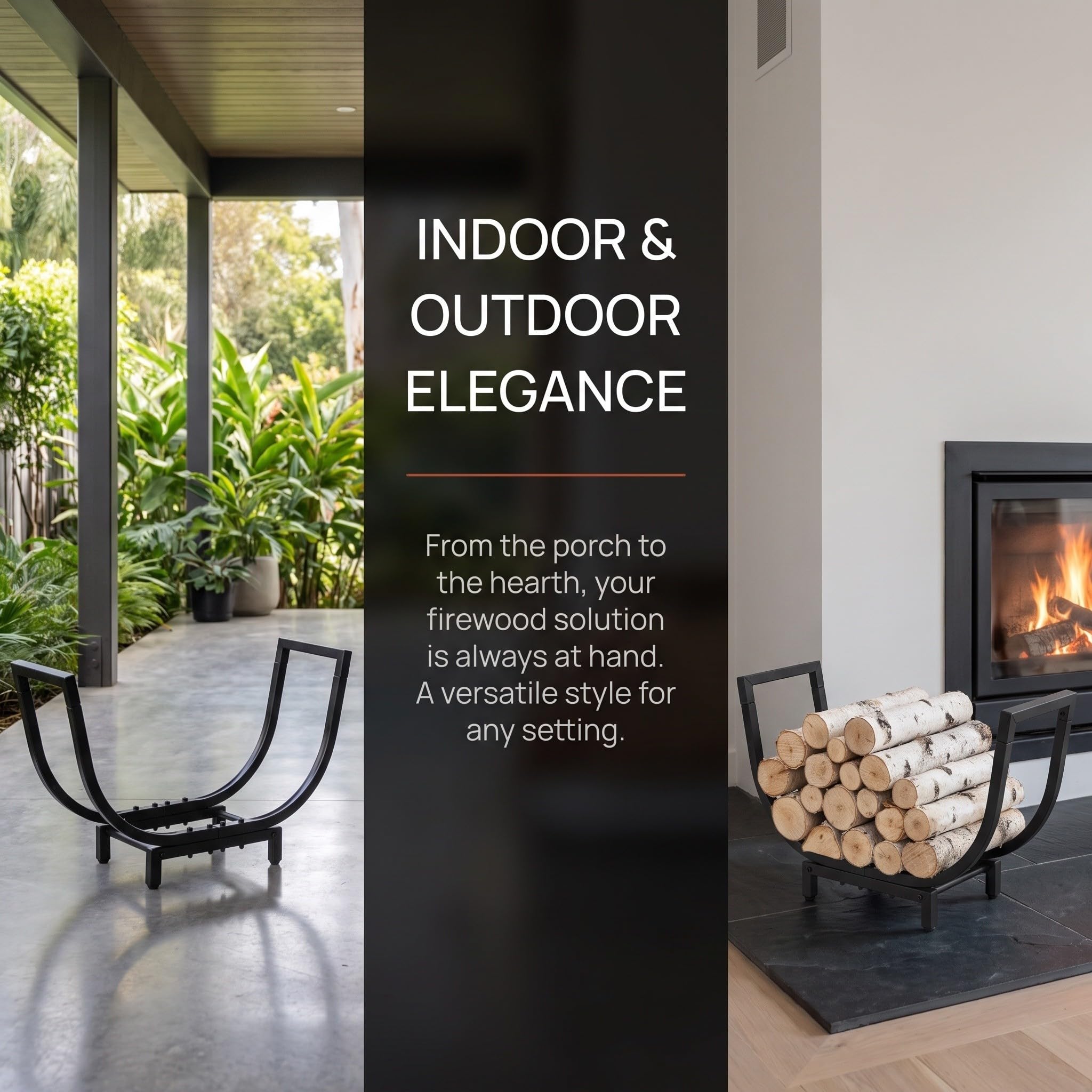 Yardwe Soporte para Madera de Acero Inoxidable Negro, Diseño Vertical