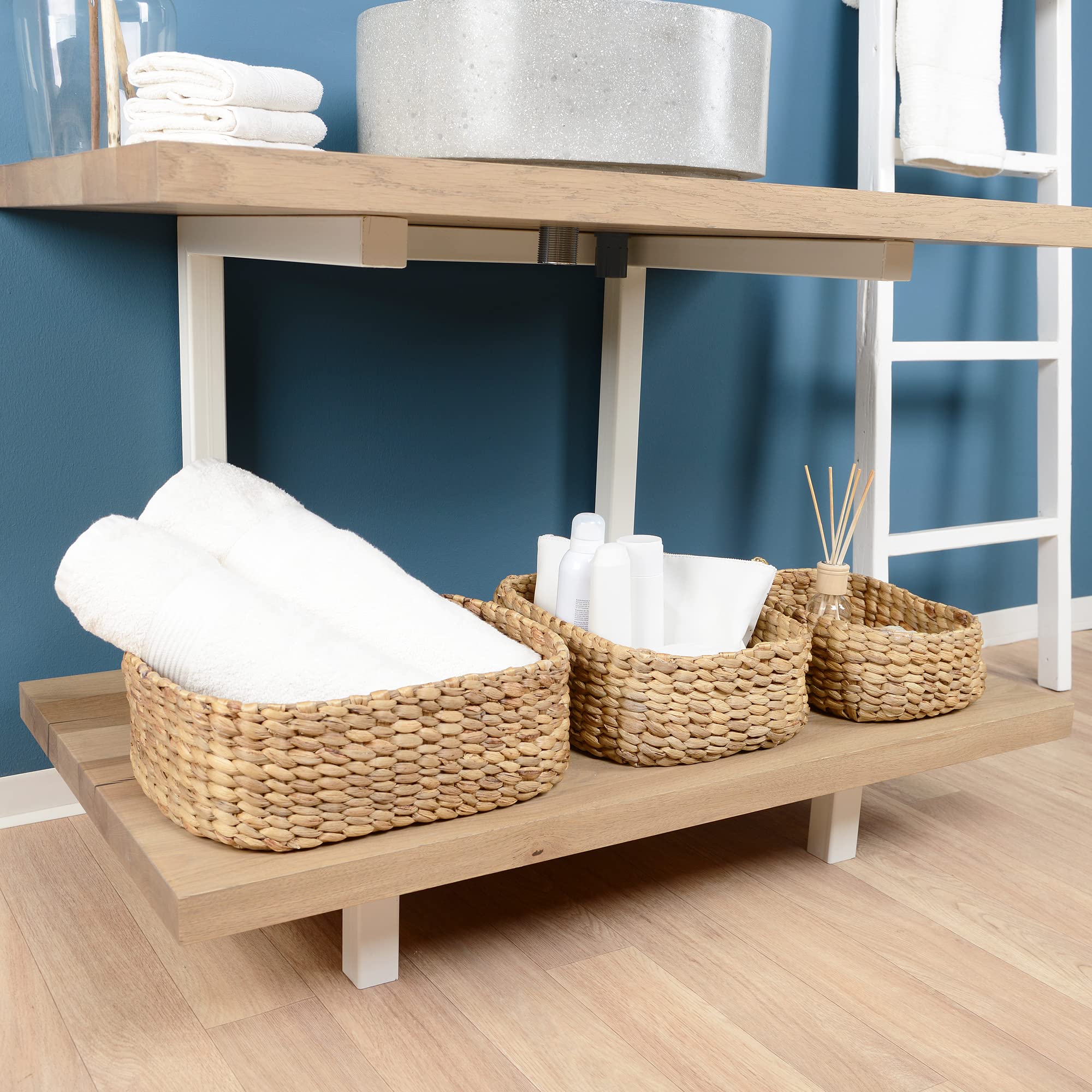 Omino - Cesta de almacenamiento (tamaño grande), diseño de jacinto de agua natural