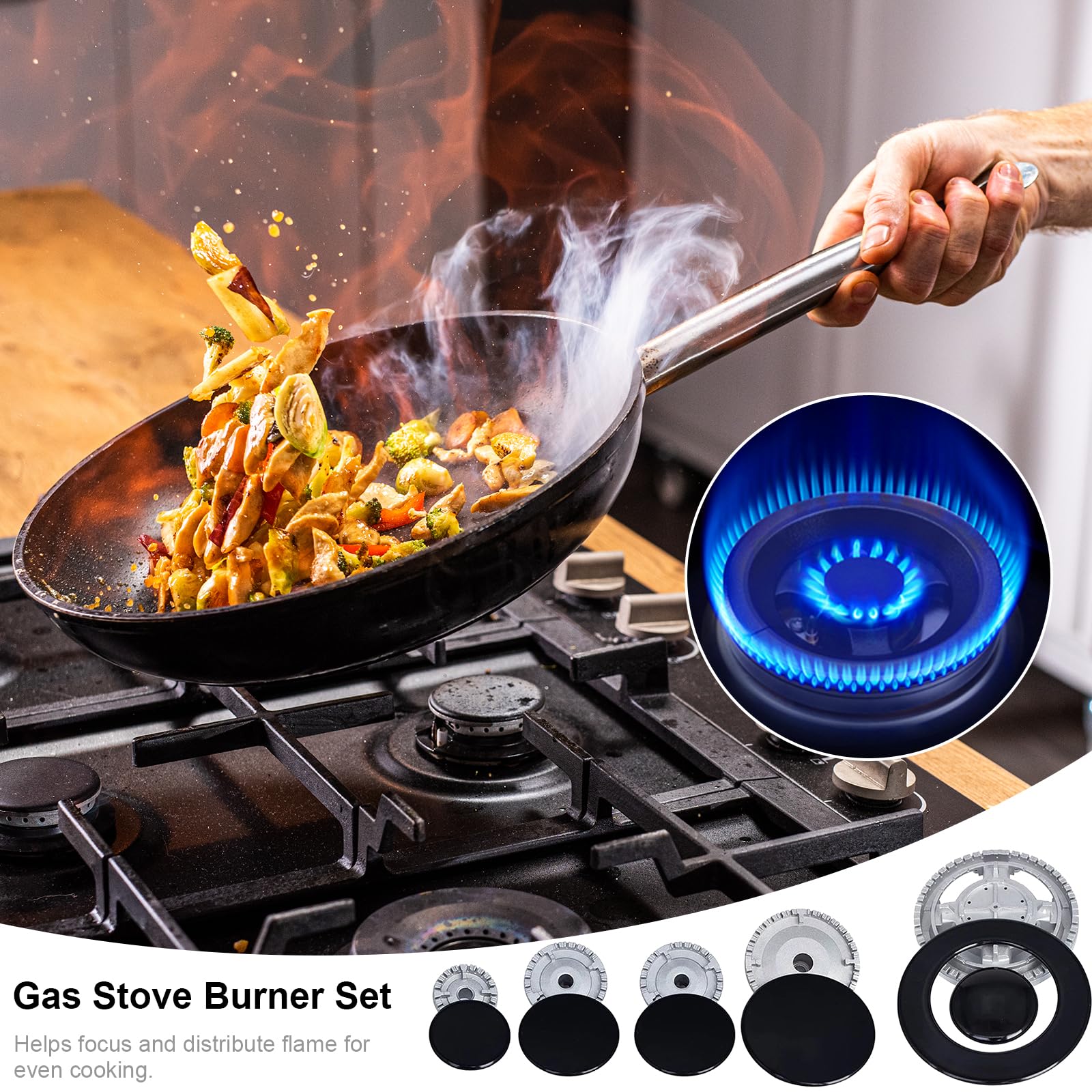 Chapeaux de Brûleurs, 5pcs Bruleur Gaz, Brûleur Cuisinière à Gaz, Chapeau de Couronne de Brûleur à Gaz, Capuchon de Flamme de Brûleur à Gaz Adapté au Brûleur de Cuisinière à Gaz SABAF