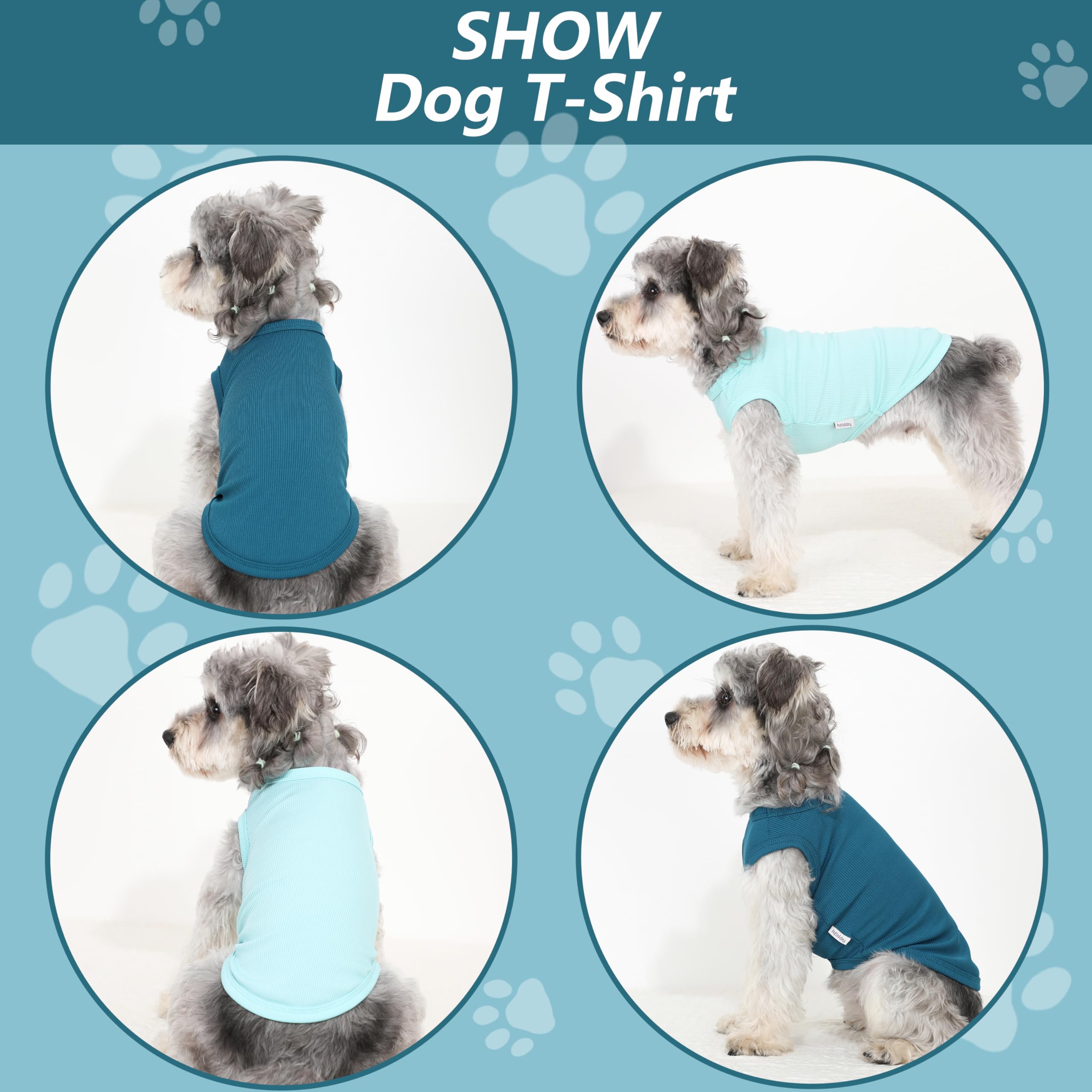 Paquete de 2 camisetas ligeras de verano para perros pequeños, ropa suave y fresca para mascotas, sin mangas, azul claro y cian oscuro, talla S