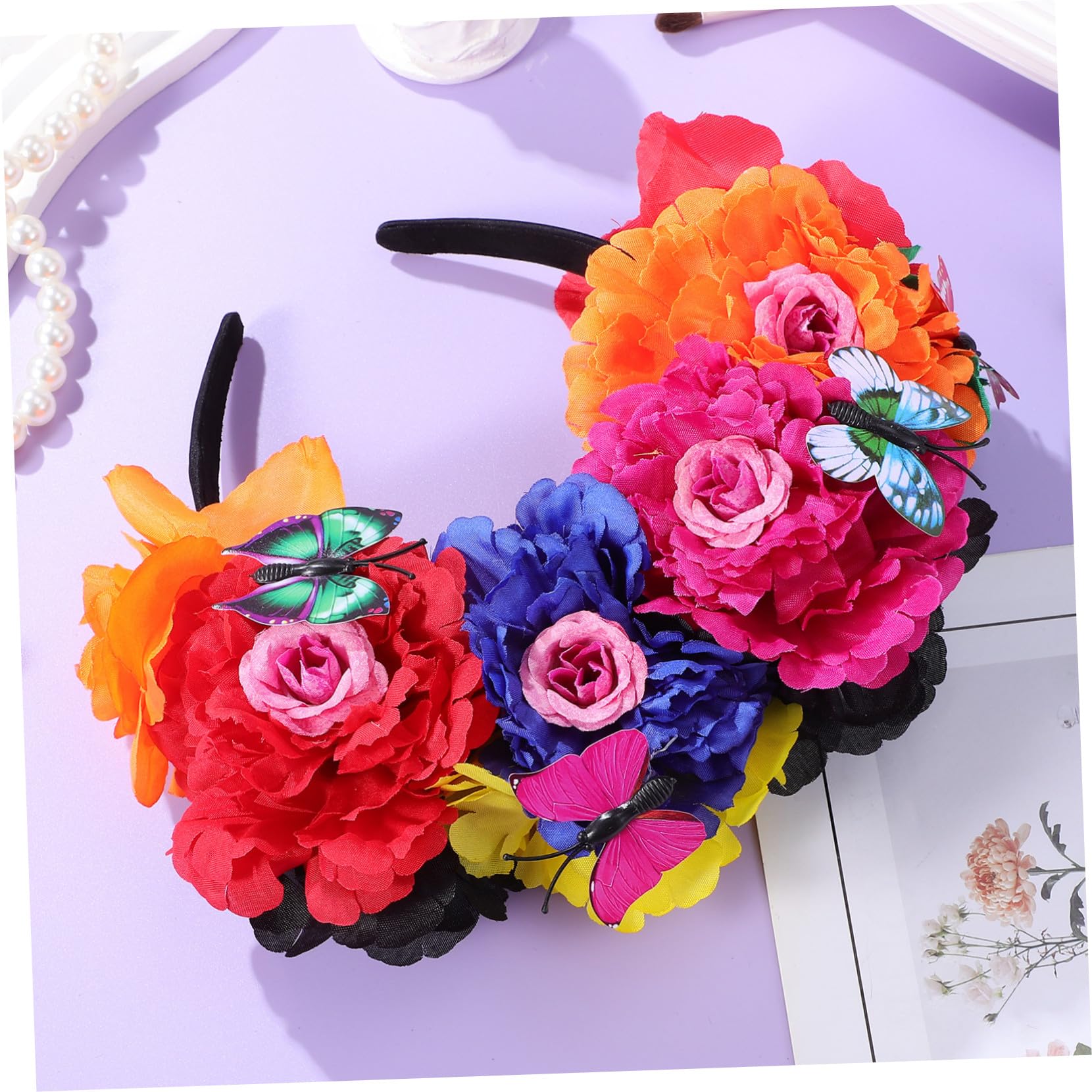 Cerchietto Floreale da Donna per Feste e Servizi Fotografici in Plastico | Stile Elegante e Delicato, Forma Ben Mantenuta, Facile da Indossare, Adatto a Occasioni Speciali