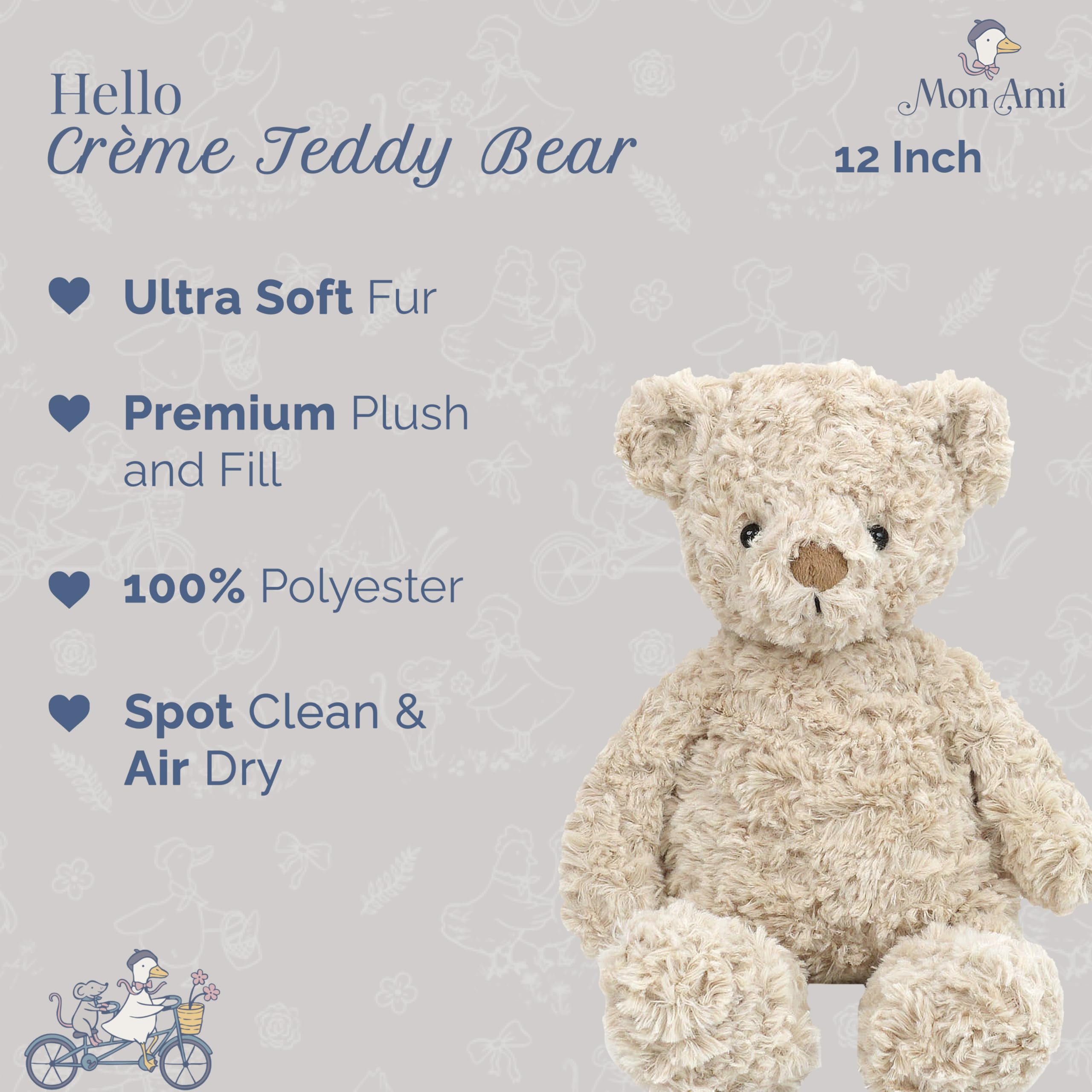 MON AMI Crème Teddy Bear 12-Inch Stuffed Animal for Boys & Girls, Cream, 12 inches - Image 2