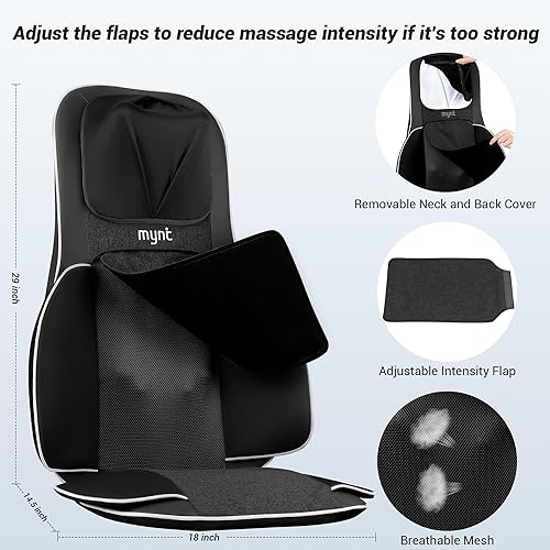 Miniatura 6 de Mynt Masajeador de espalda y cuello para aliviar el dolor de tejido profundo, masajeador de acupresión Shiatsu 3D con calor, masajeador de asiento