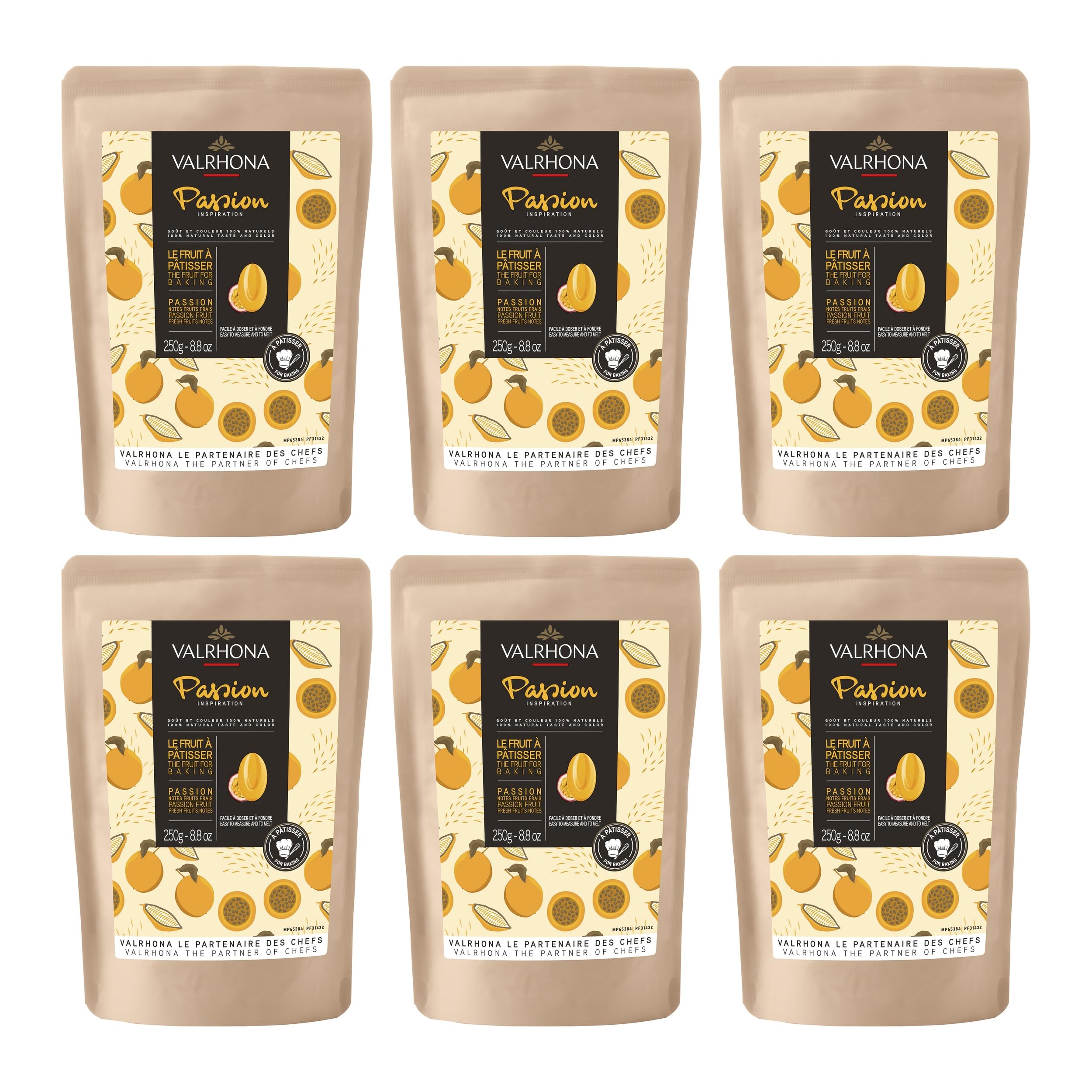 Valrhona Backschokolade Inspiration Passionsfrucht Frankreich inkl. FeinWert E-Book (6 x 250g)