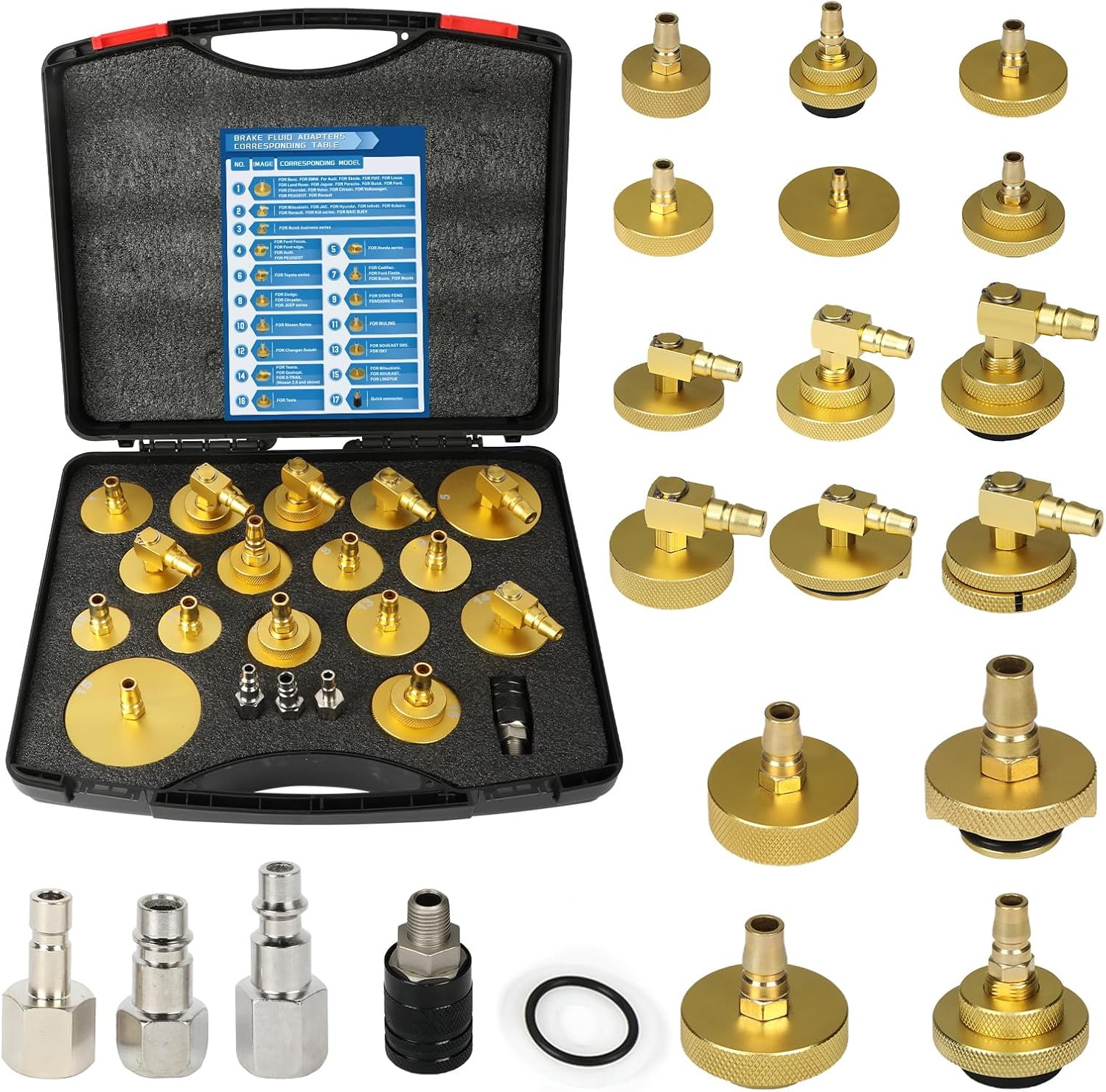 20PCS Brake Bleeder Adapter Kit Master Cylinder Bleeder Kit with Quick Connector, Durable & Well-sealed Brake Pressure Bleeder Kit Compatible with Honda Toyota VW Ford