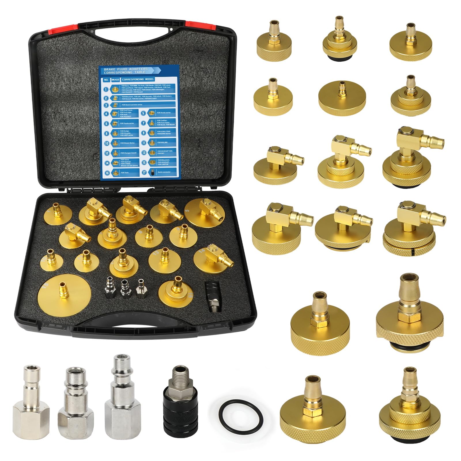 20PCS Brake Bleeder Adapter Kit Master Cylinder Bleeder Kit with Quick Connector, Durable & Well-sealed Brake Pressure Bleeder Kit Compatible with