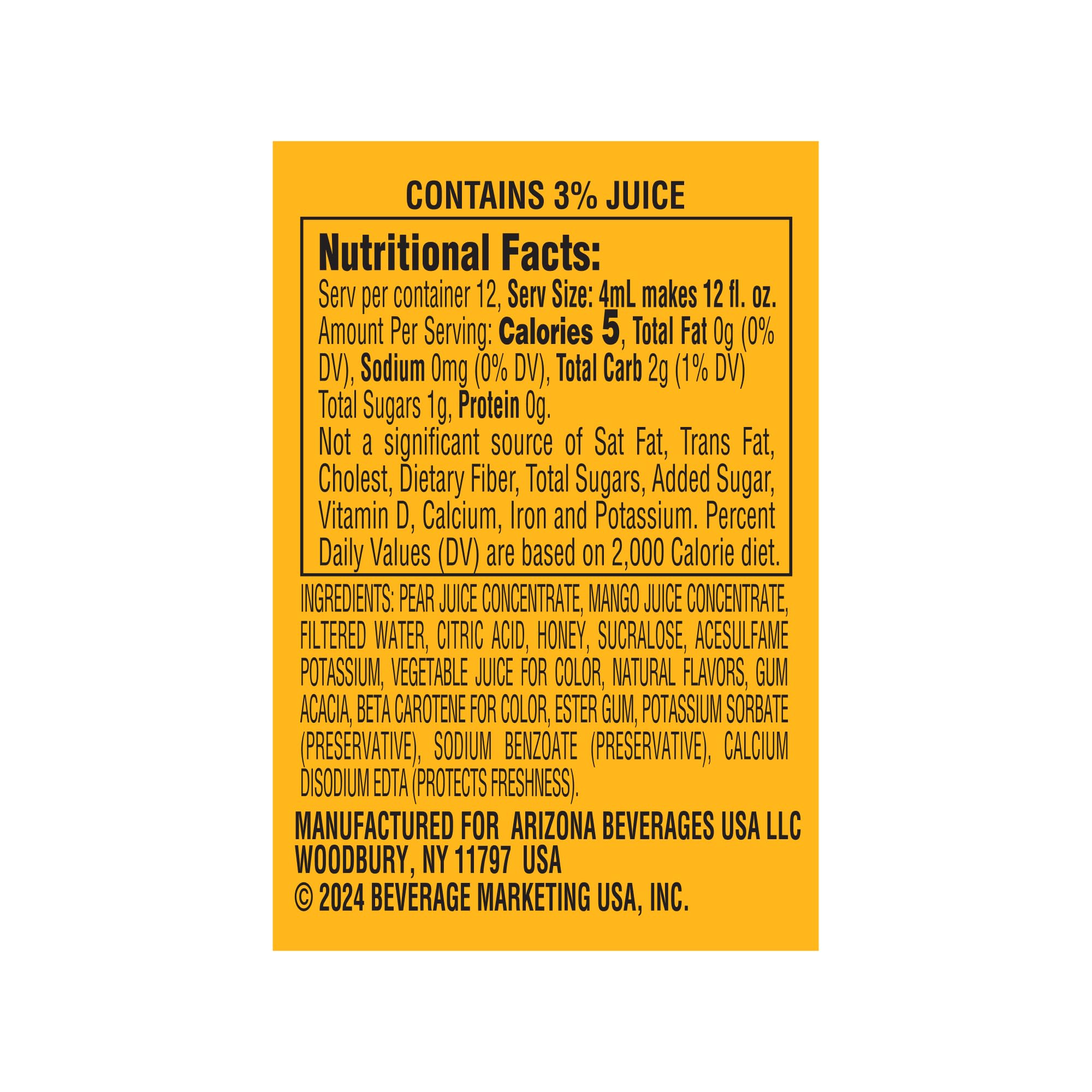 AriZona Mucho Mango Fruit Juice Cocktail - On-the-Go Water Enhancer, 1.62 fl oz Bottle (Pack of 12)