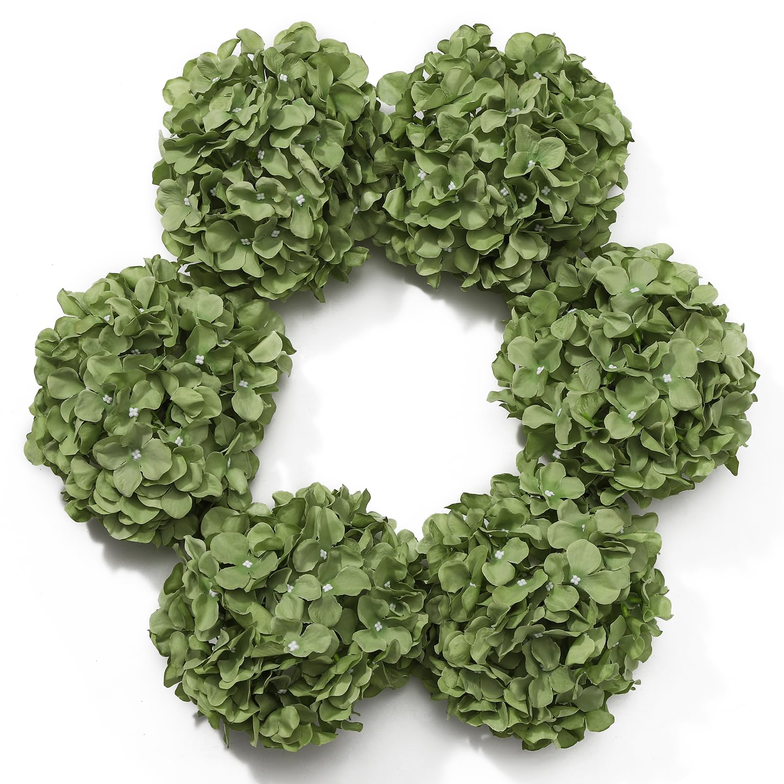 DuHouse Artificial Bigger Silk Hydrangea Flower Heads with Stem Realistic Fake Hydrangea Flower Bouquets for Wedding Home Party Garden Centerpiece Pack of 6(Sage Green)
