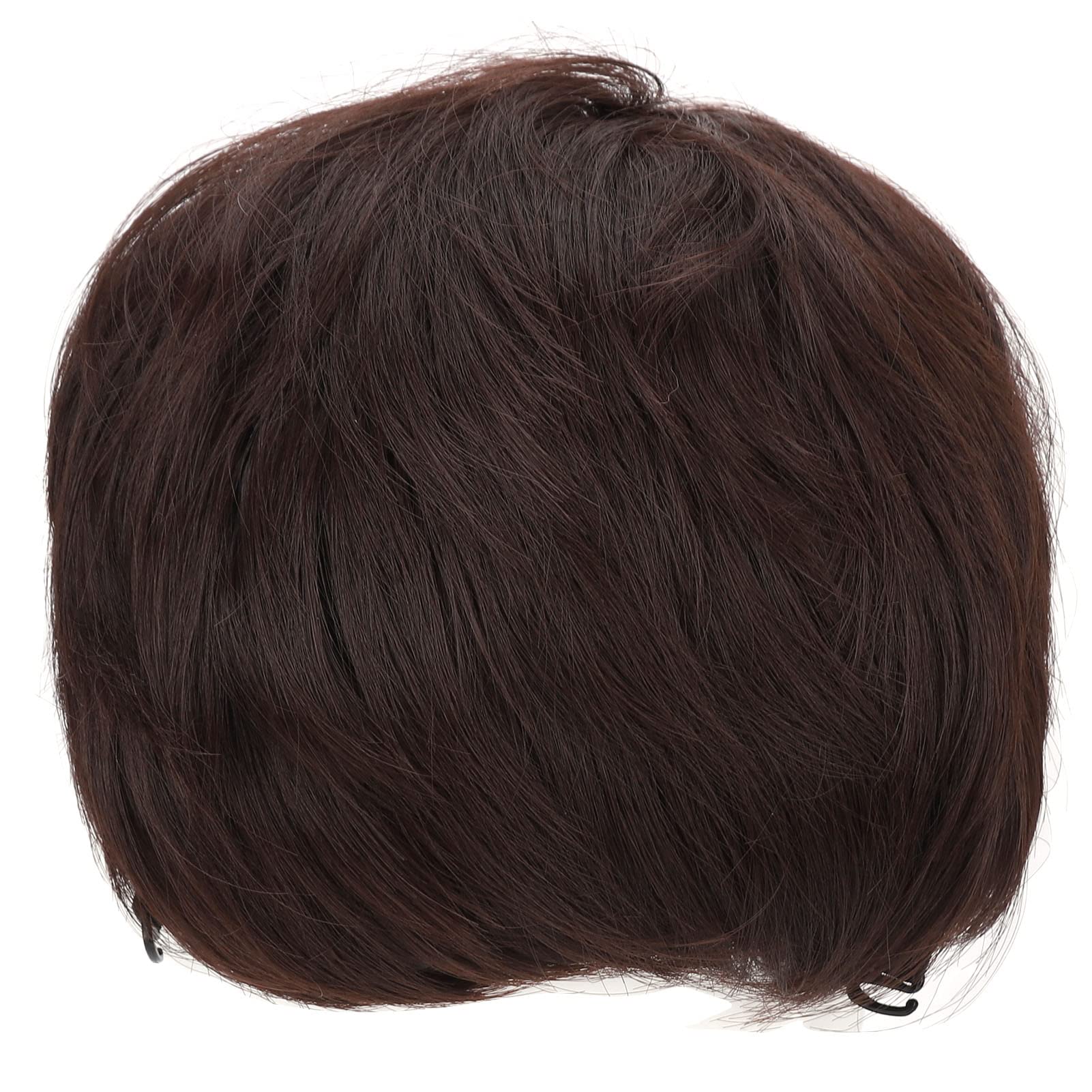 Mens Short Dark Brown Wig, Layered Natural Fluffy Handsome Breathable Mesh Fashionable Short Hair Wig