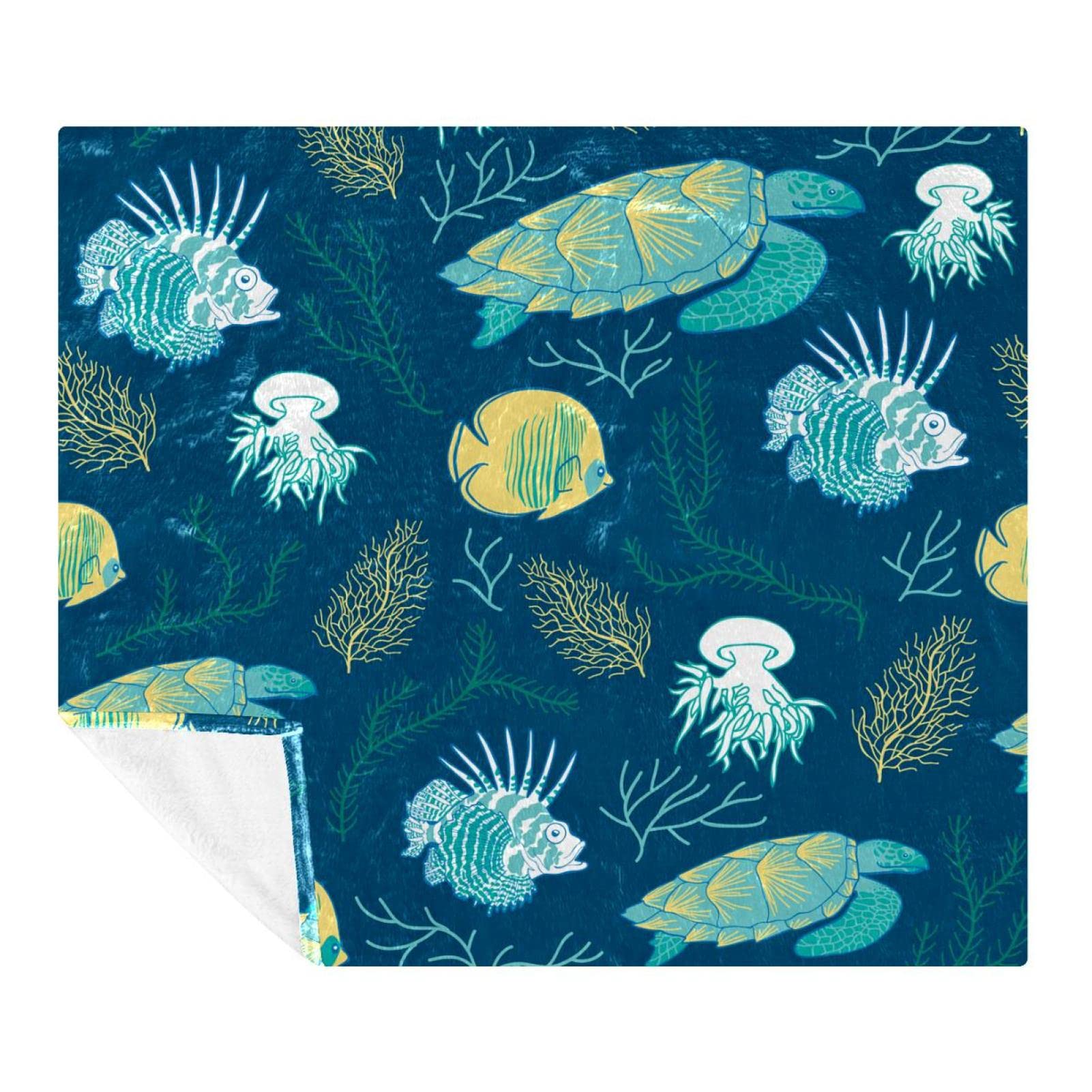 Couvertures chaudes et douces en microfine peluche au motif de tortue marine