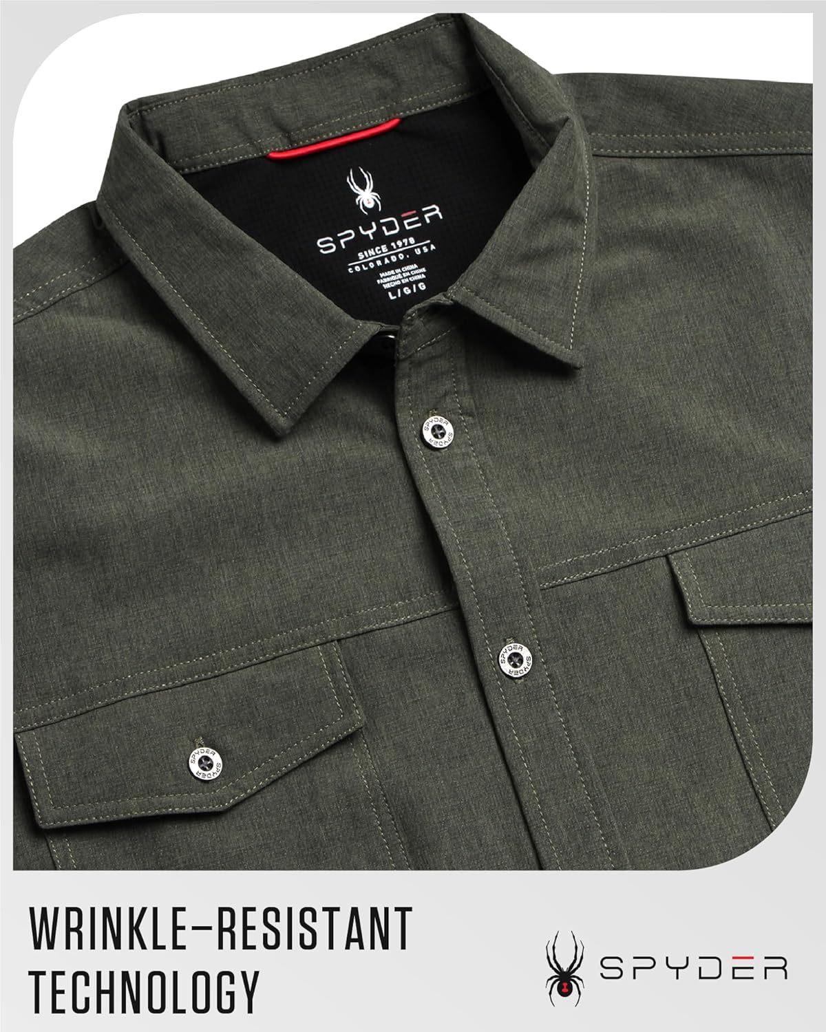 Spyder Mens Button Down Shirt Jacket - Performance Long Sleeve Shirt Jacket for Men - Casual Collared Mens Button Up Shirts