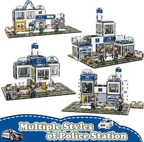 Miniatura 3 de Azulejos magnéticos, juego de 50 bloques de construcción temáticos de estación de policía, bloques de construcción magnéticos y juguetes
