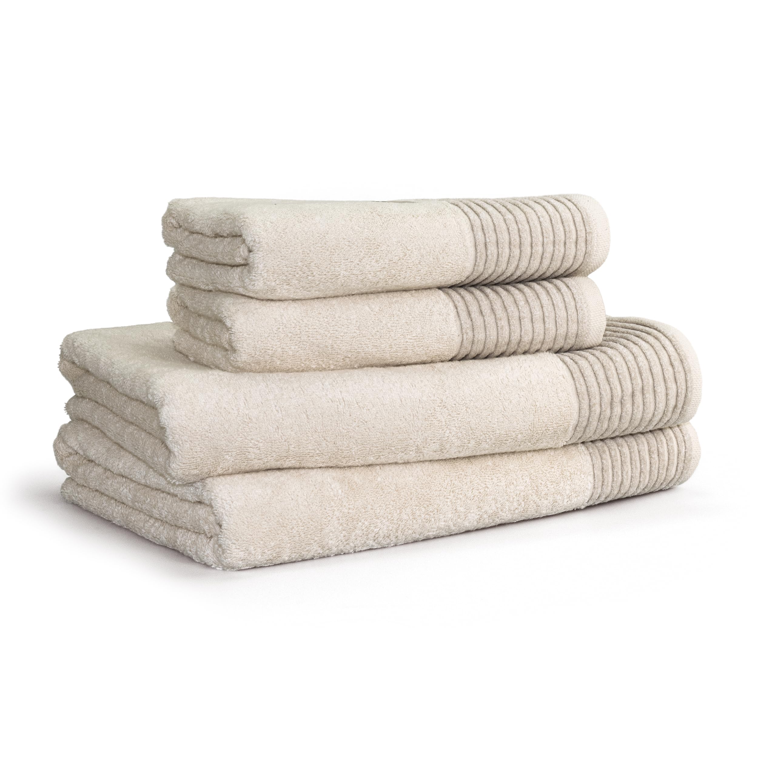 Möve Toalla Wellness para Invitados con Ribete de Chenilla, 30 x 50 cm, 100% algodón (Spinair), Color Natural