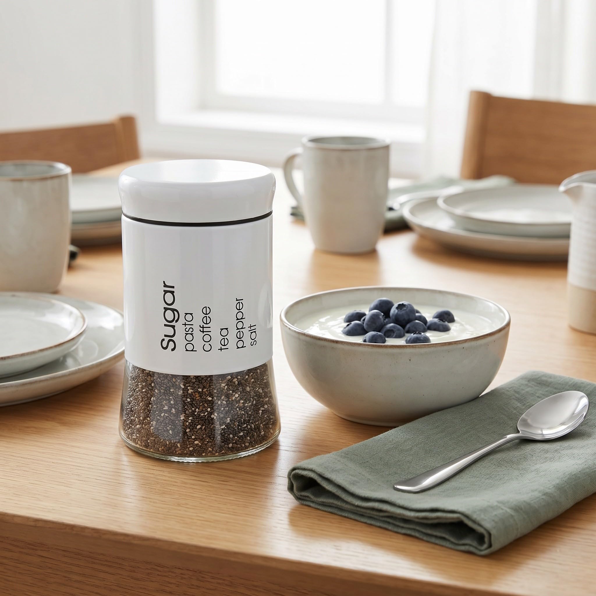 OUNONA 3 tarros de cristal de 600 ml con boca ancha, herméticos, con tapa, ideales para almacenar alimentos secos, té y café. Organizadores de despensa lavables y reutilizables, perfectos para