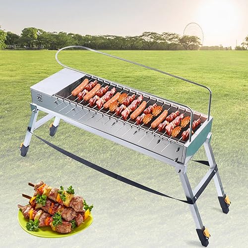 Miniatura 2 de Parrilla giratoria para asador, parrilla de carbón eléctrica USB plegable, estufa automática de acero inoxidable para barbacoa giratoria portátil y