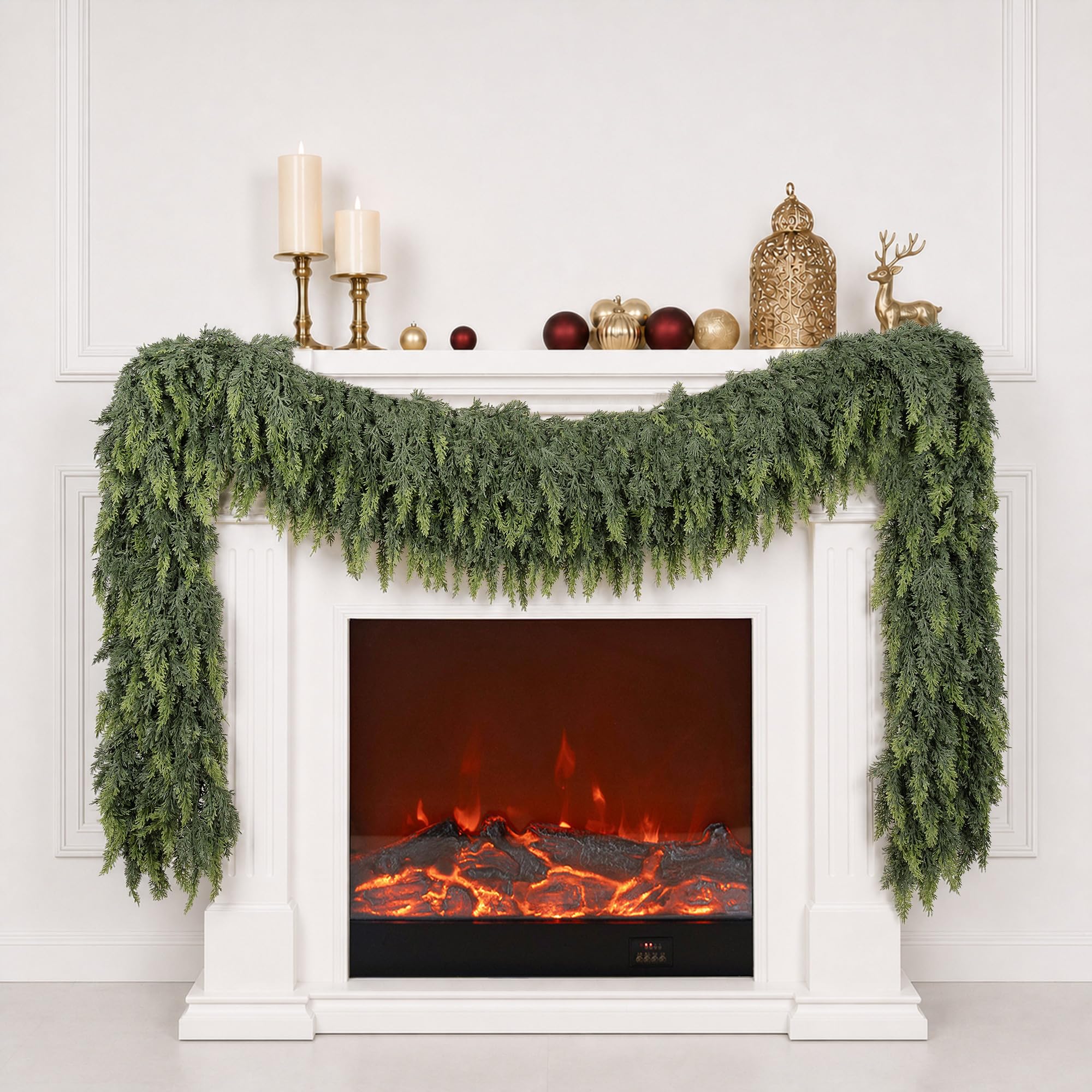 Photo 1 of 2PCS 6FT Artificial Cedar Garland Real Touch for Christmas Decoration