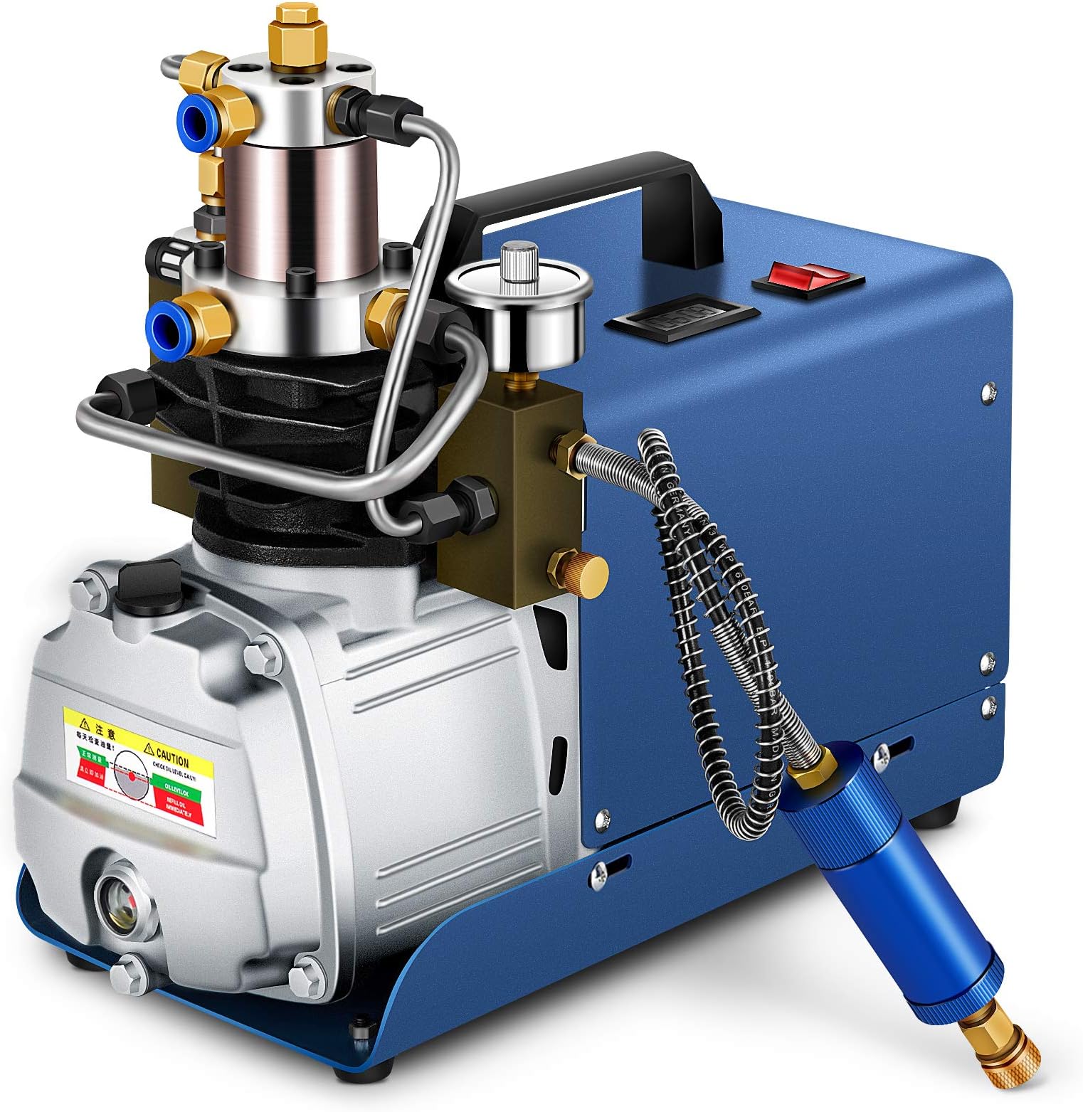 SHUOGOU High Pressure Electric Air Compressor Pump, Adjustable Auto Shut-Down 30MPA Electric Air Pump PCP 4500PSI 80L/Min for Inflation Bottle PCP Inflator Airgun Scuba Rifle, Car, Motorcycle