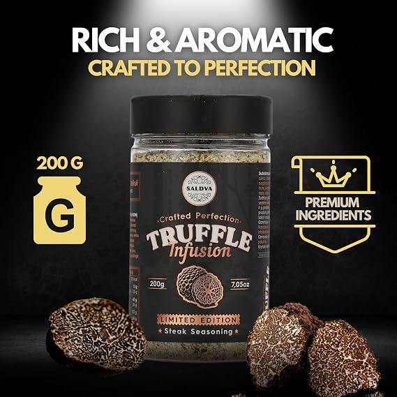 Premium Truffle Steak & BBQ Rub – Limited Edition Gourmet Seasoning – Infused with Truffles for Luxurious Flavour – Unique Blend of Spices - Large Jar (200g)