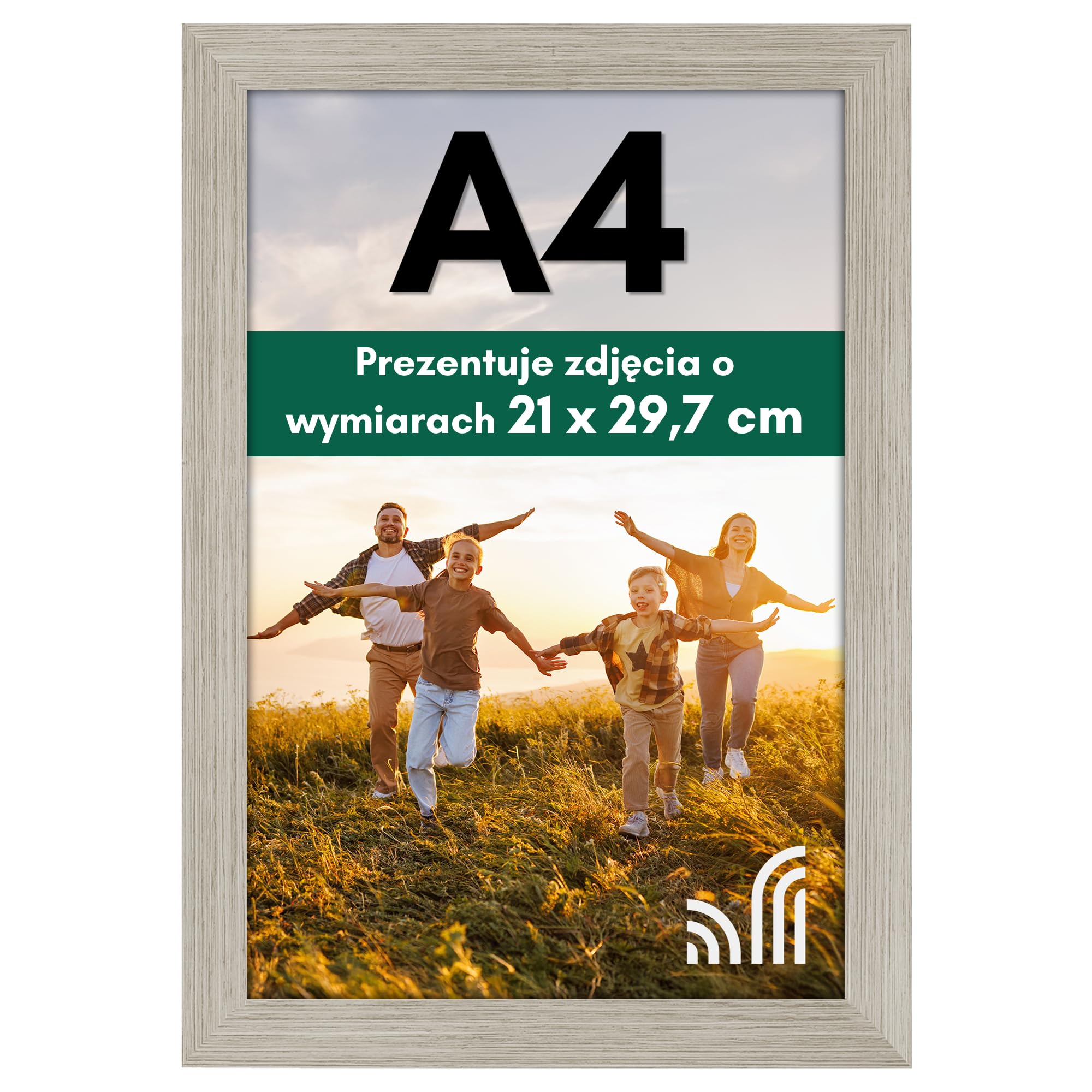 Americanflat Ramka na zdjęcia A4 z drewna dryfującego - drewno inżynieryjne z odpornym na pękanie szkłem - formaty poziome i pionowe na ścianę i blat